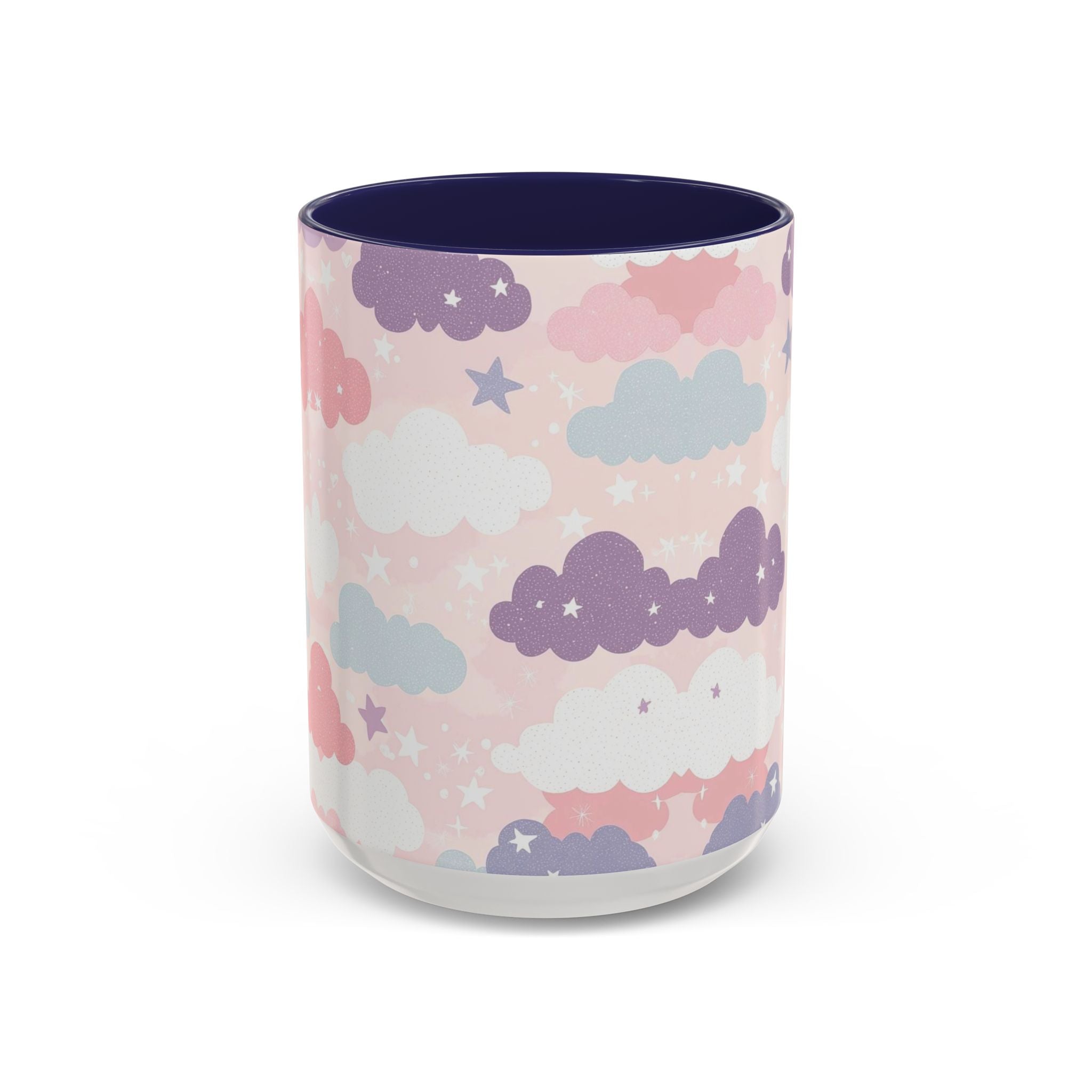 Pastel Cloud Pattern Coffee Mug | Cute Stars and Clouds Design