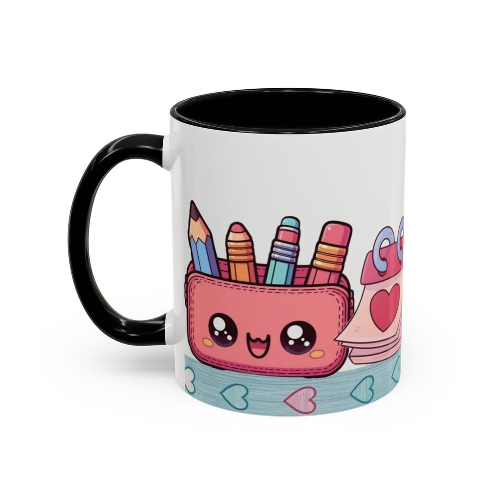 Cute Teacher Desk Accent Coffee Mug — Kawaii School Supplies Design
