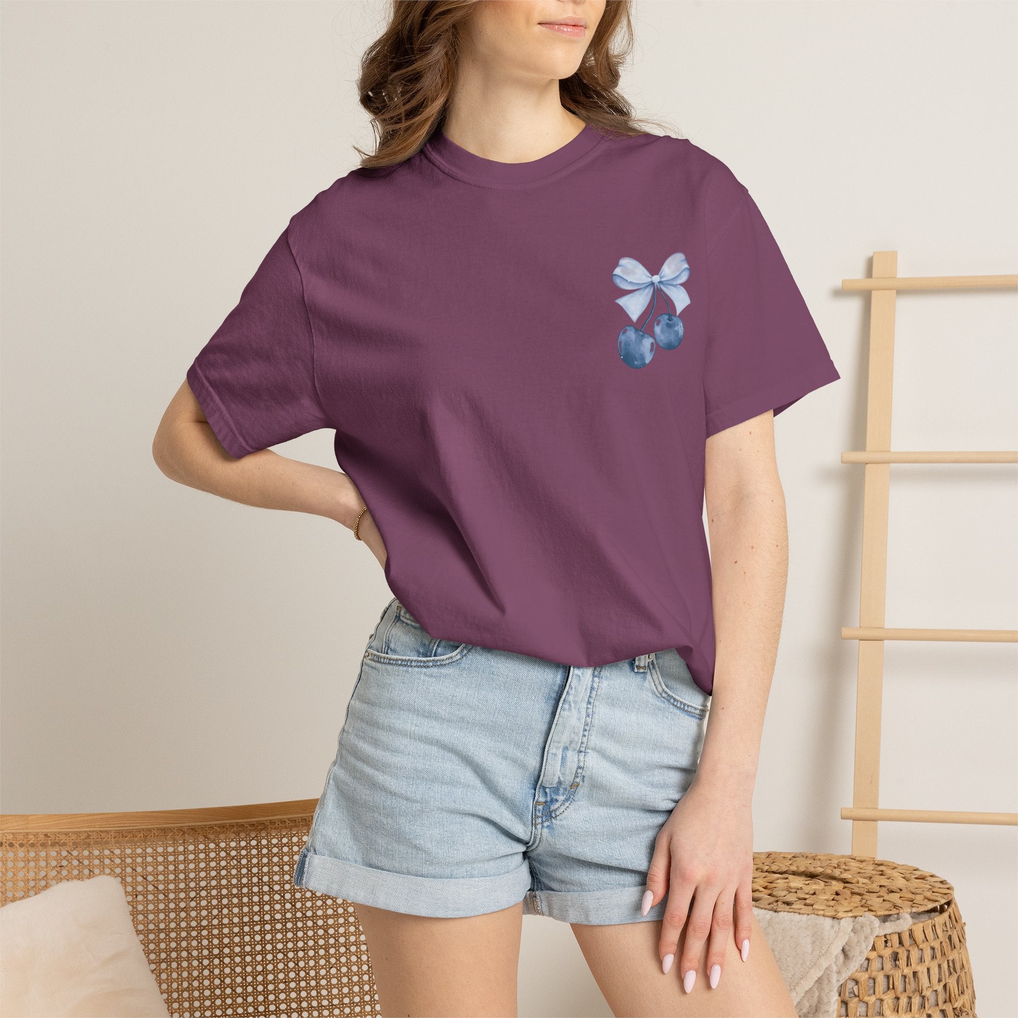 Blue Watercolor Cherries T-Shirt