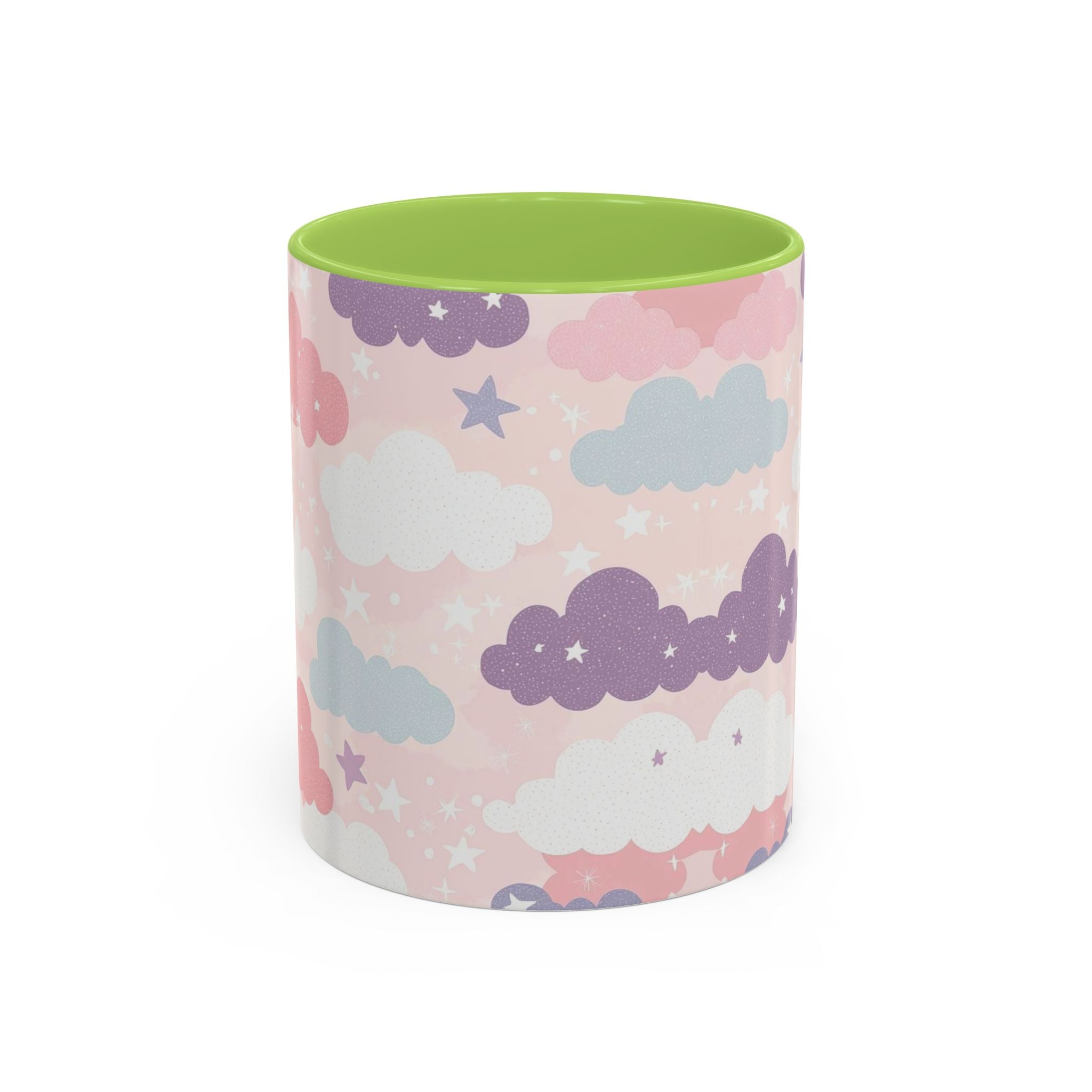Pastel Cloud Pattern Coffee Mug | Cute Stars and Clouds Design