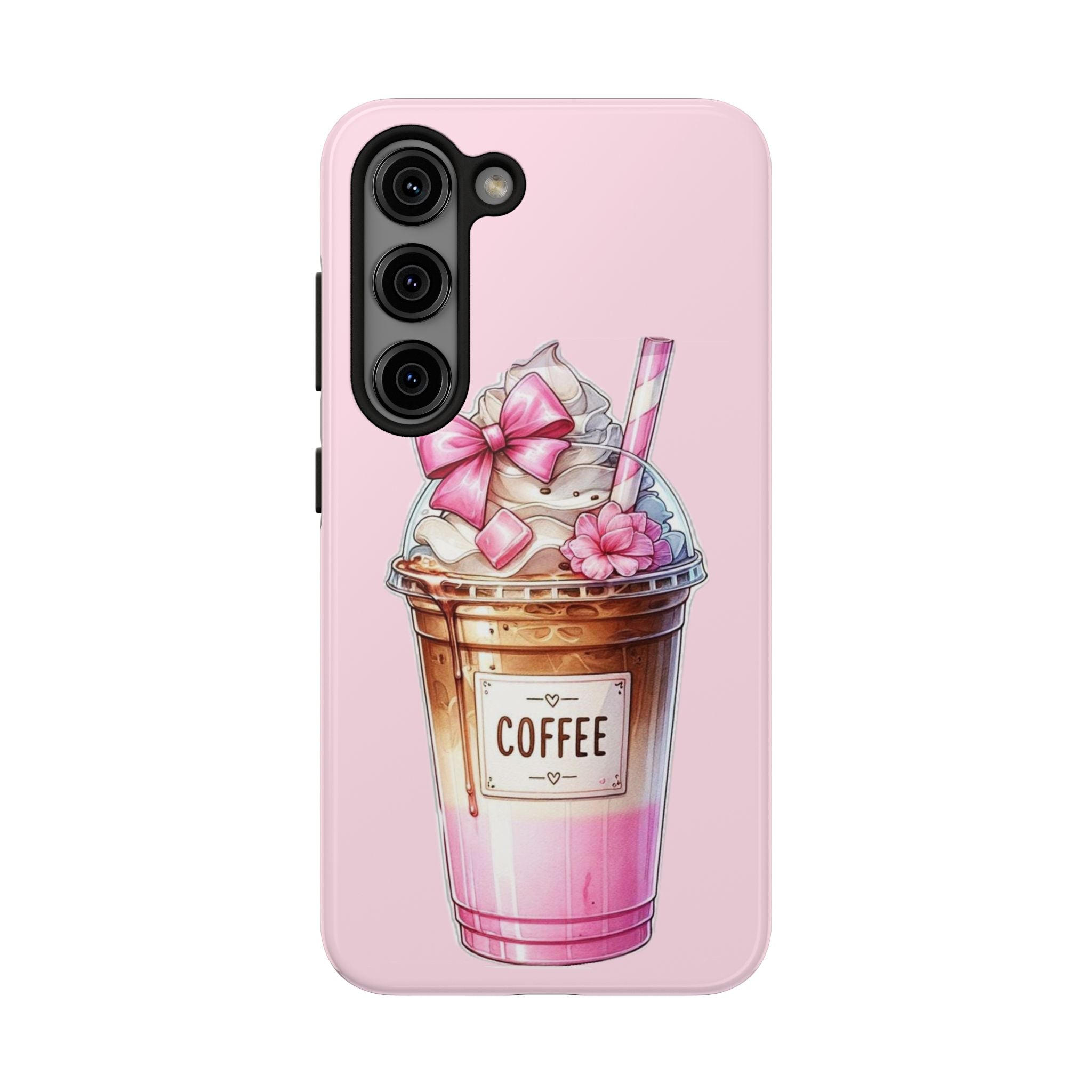 Cute Pink Coffee Phone Case — Kawaii Latte Tough Phone Case