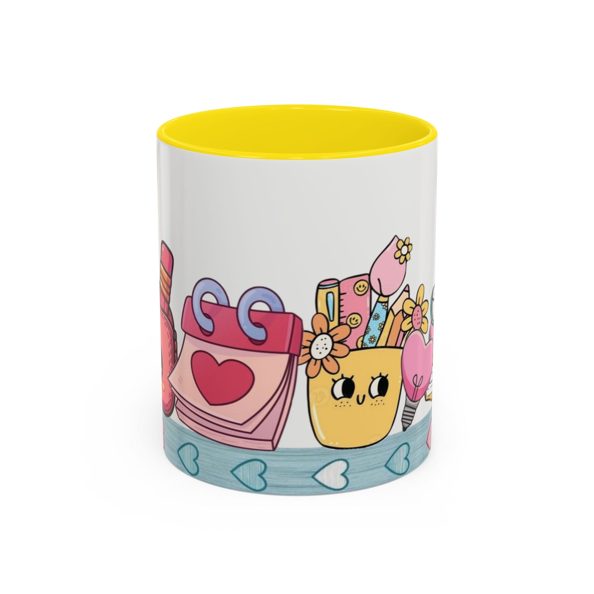 Cute Teacher Desk Accent Coffee Mug — Kawaii School Supplies Design