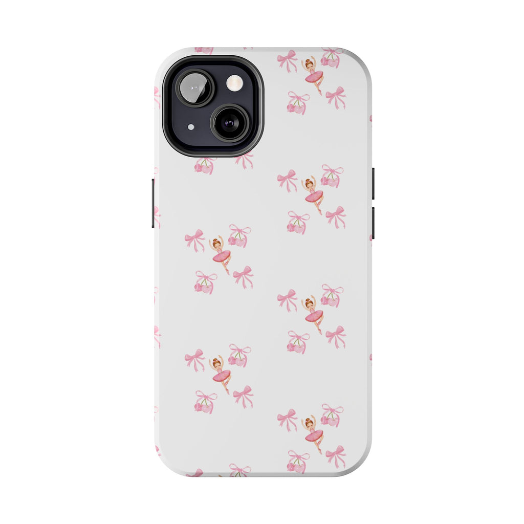 Pink Ballet Pattern Tough Phone Case — Cute Ballerina & Ribbon Design