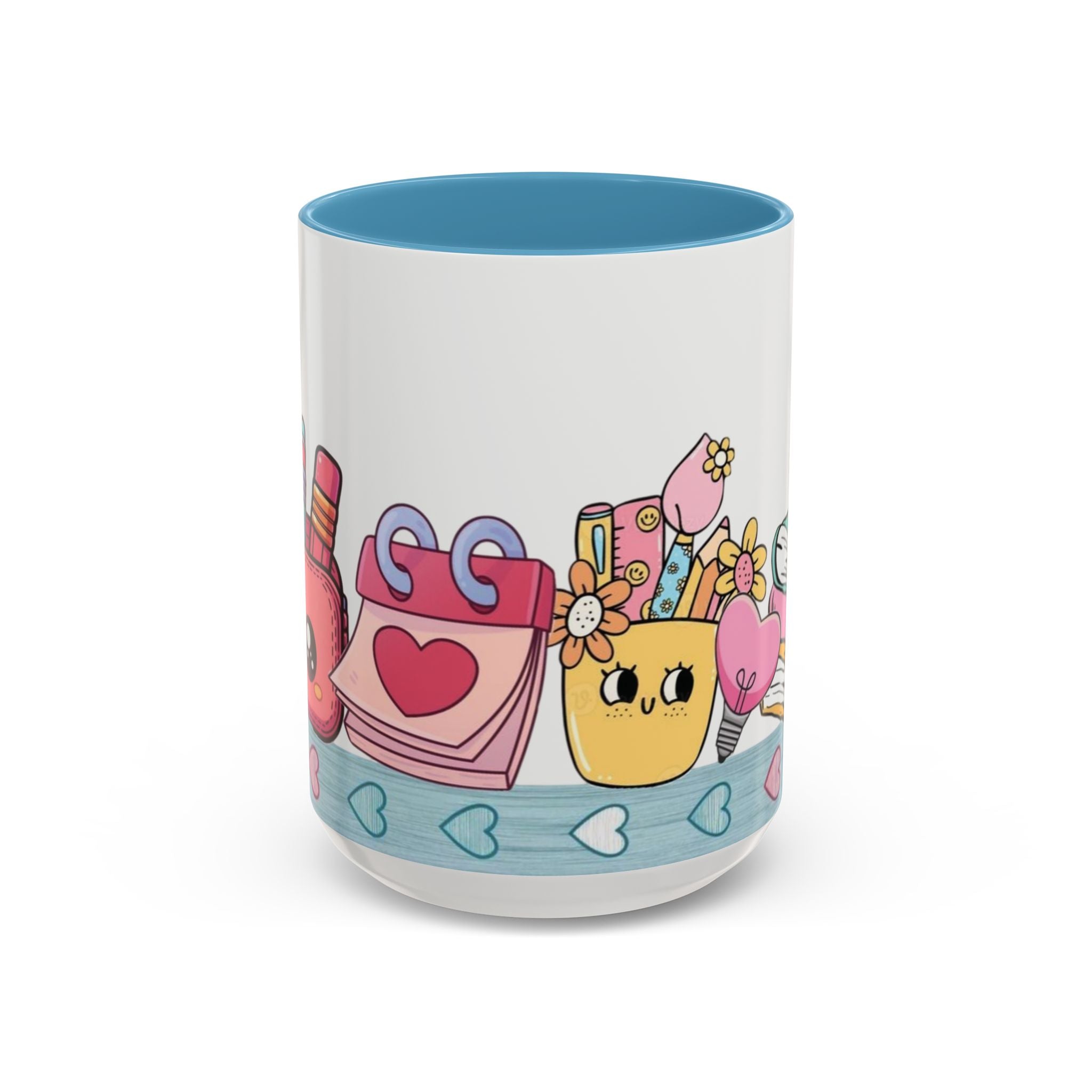 Cute Teacher Desk Accent Coffee Mug — Kawaii School Supplies Design
