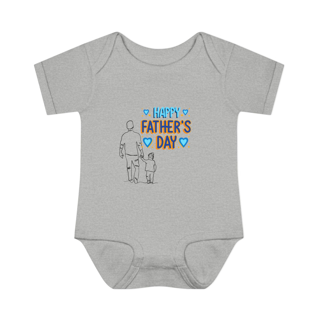 Happy Father s Day baby bodysuit Daddy and child illustration