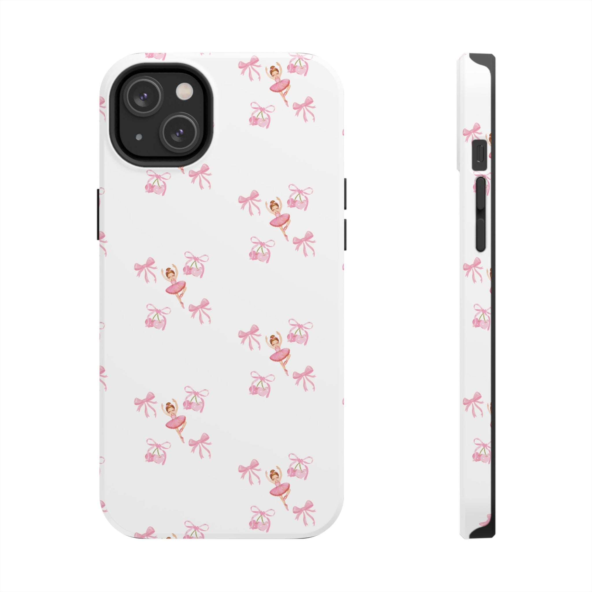 Pink Ballet Pattern Tough Phone Case — Cute Ballerina & Ribbon Design