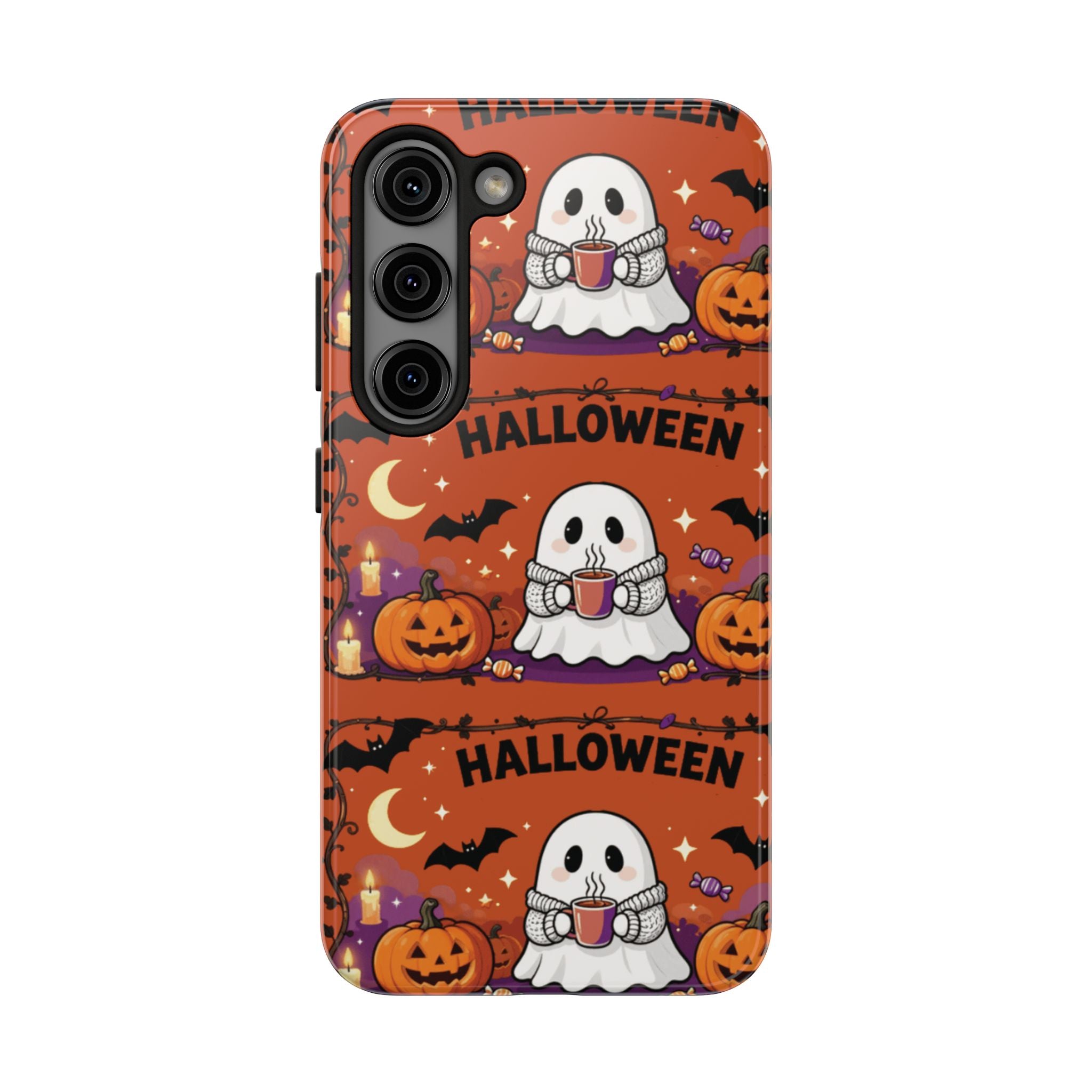 Halloween Ghost Pattern Tough Phone Case — Cute Pumpkin & Candy Halloween Phone Cover