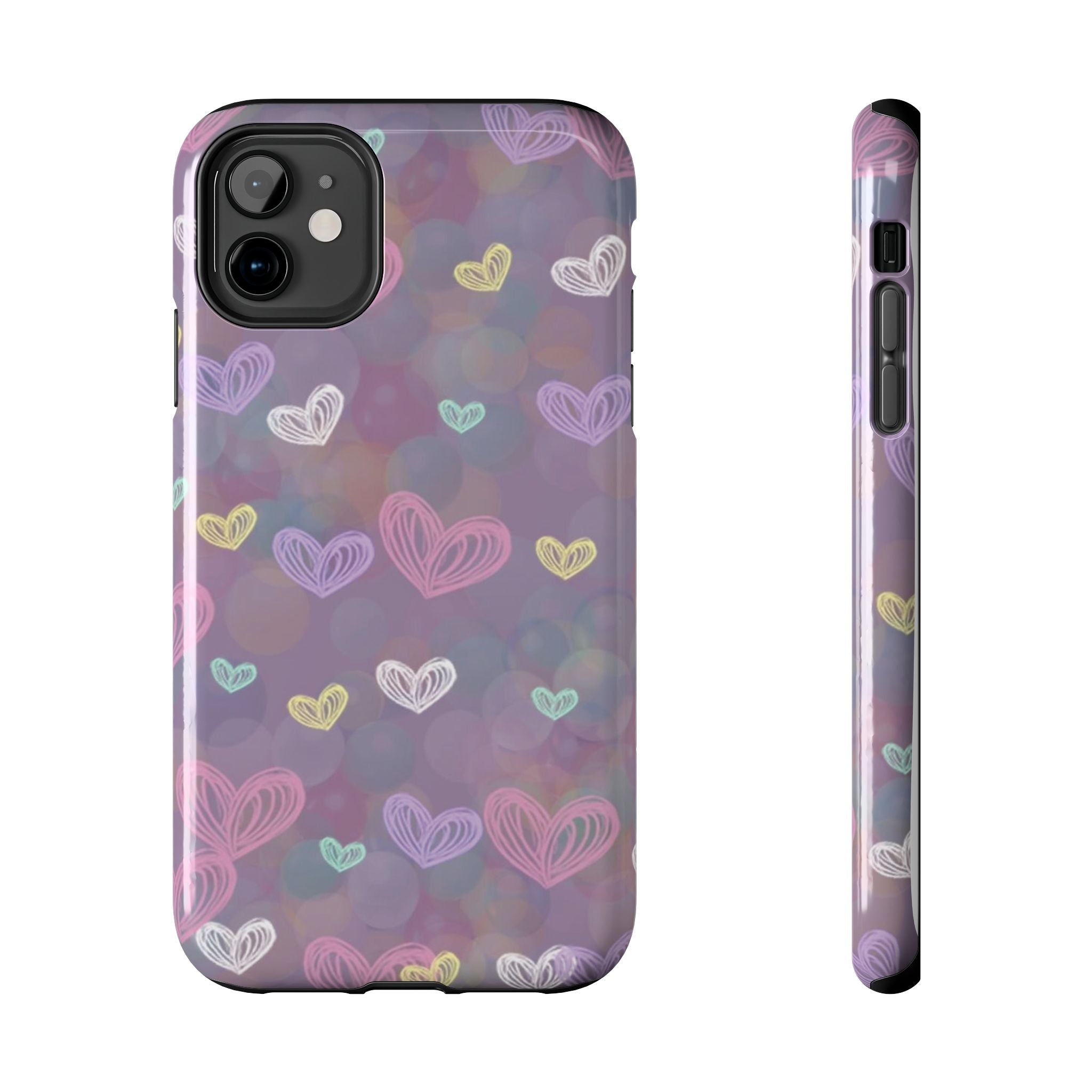 Tough Phone Case — Pastel Heart Pattern Protective Phone Cover