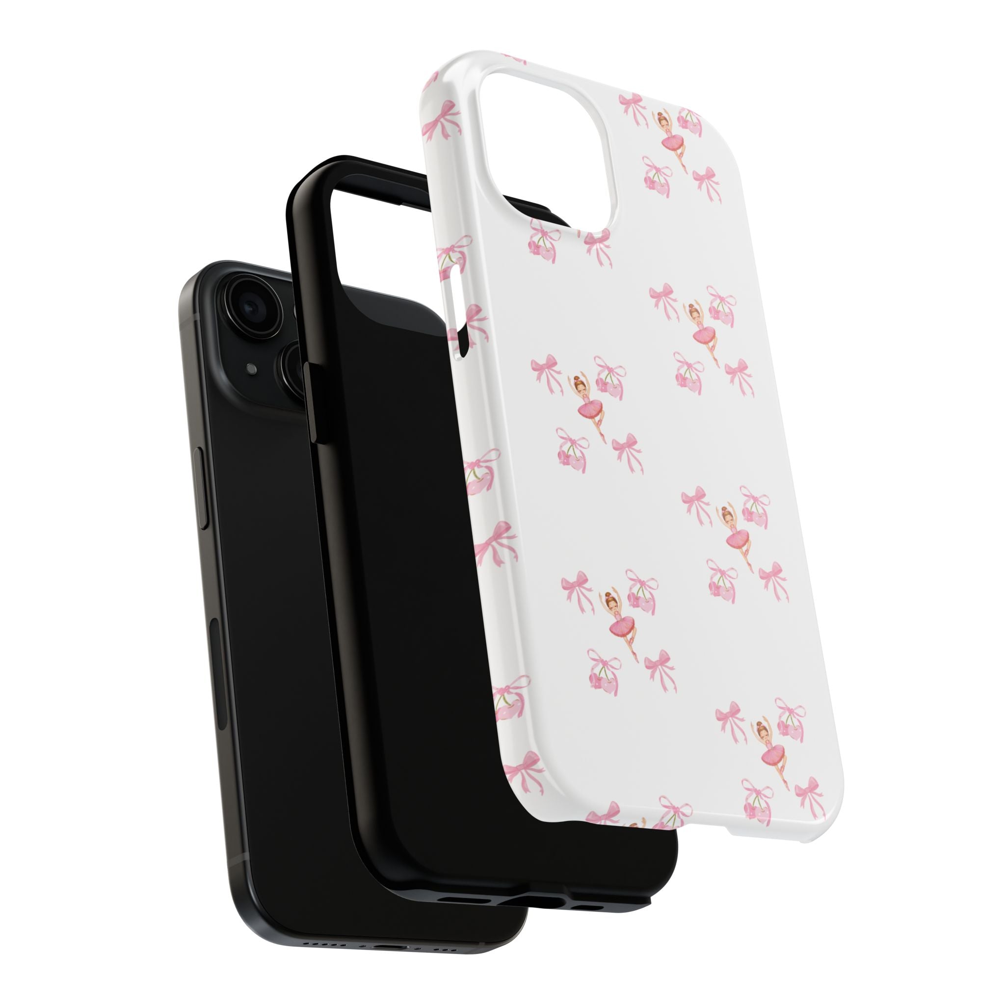 Pink Ballet Pattern Tough Phone Case — Cute Ballerina & Ribbon Design