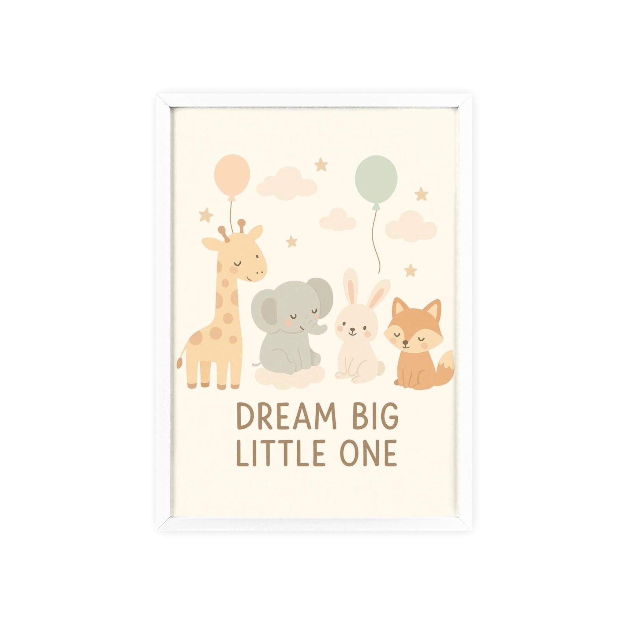Dream Big Little One Nursery Poster — Woodland Animals Framed Wall Art