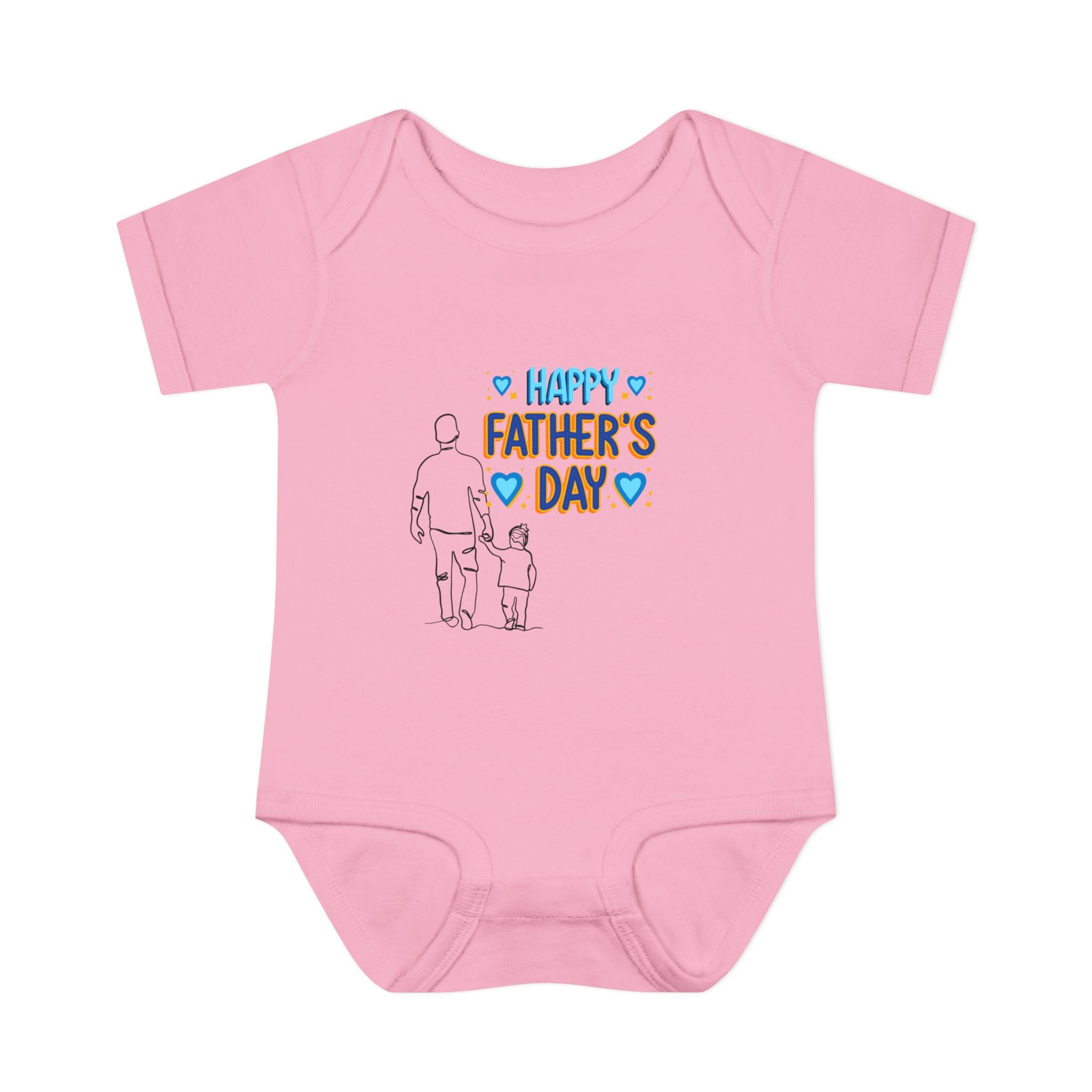 Happy Father s Day baby bodysuit Daddy and child illustration