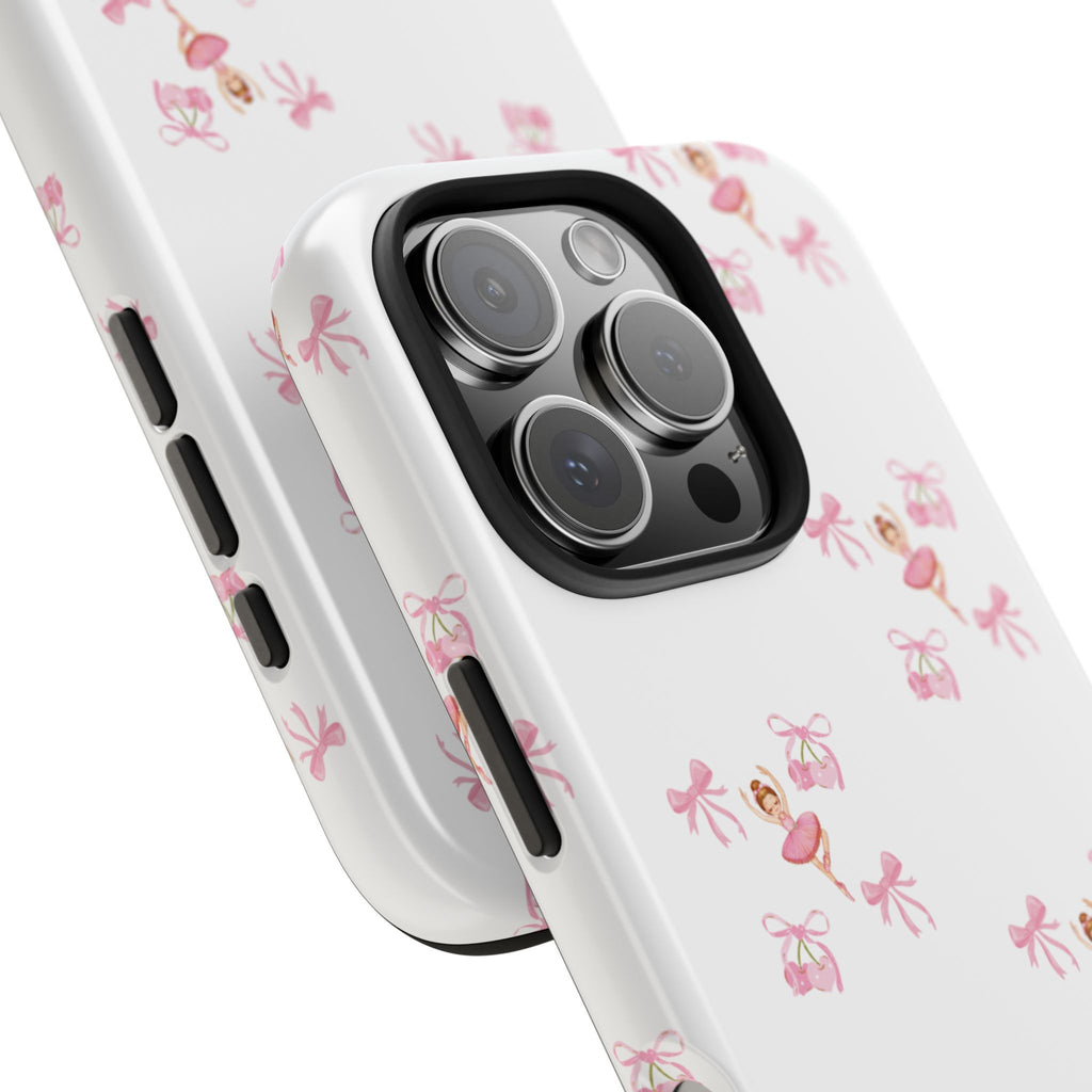 Pink Ballet Pattern Tough Phone Case — Cute Ballerina & Ribbon Design