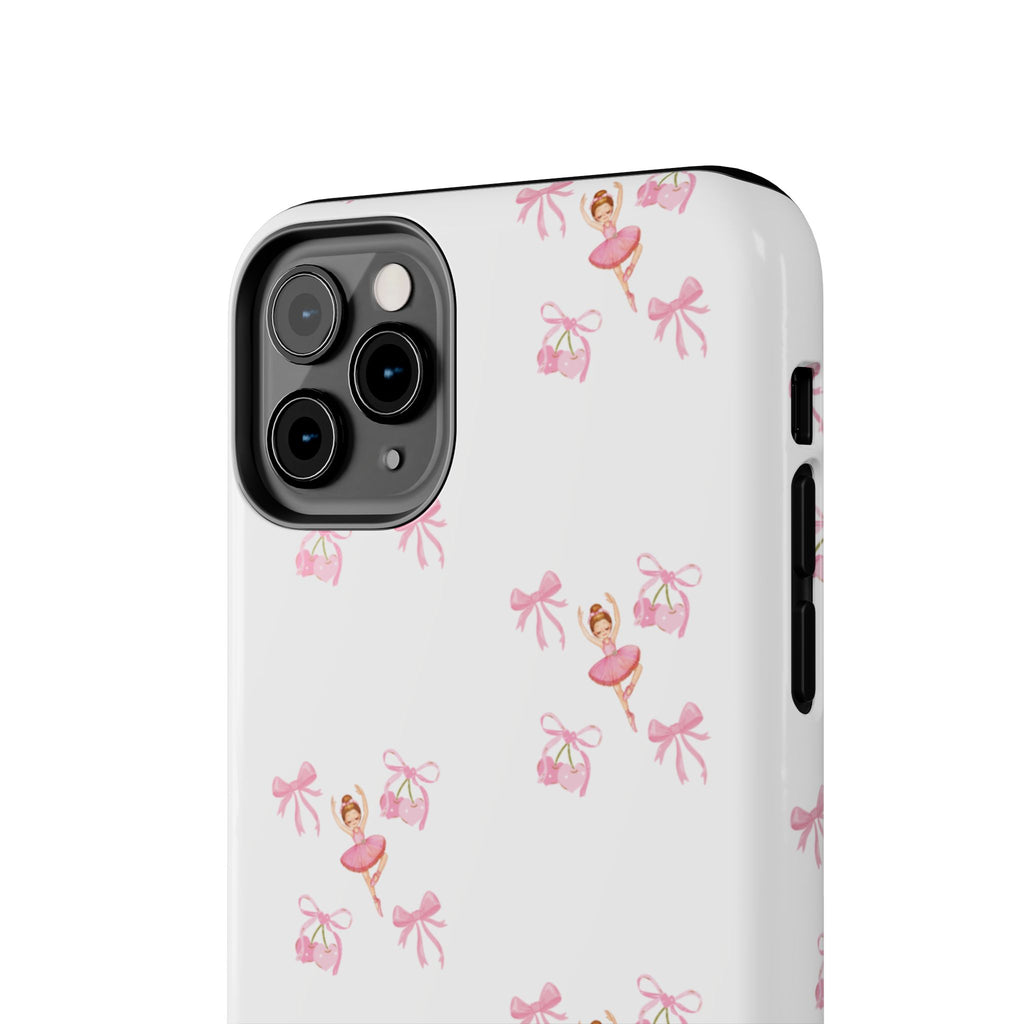 Pink Ballet Pattern Tough Phone Case — Cute Ballerina & Ribbon Design