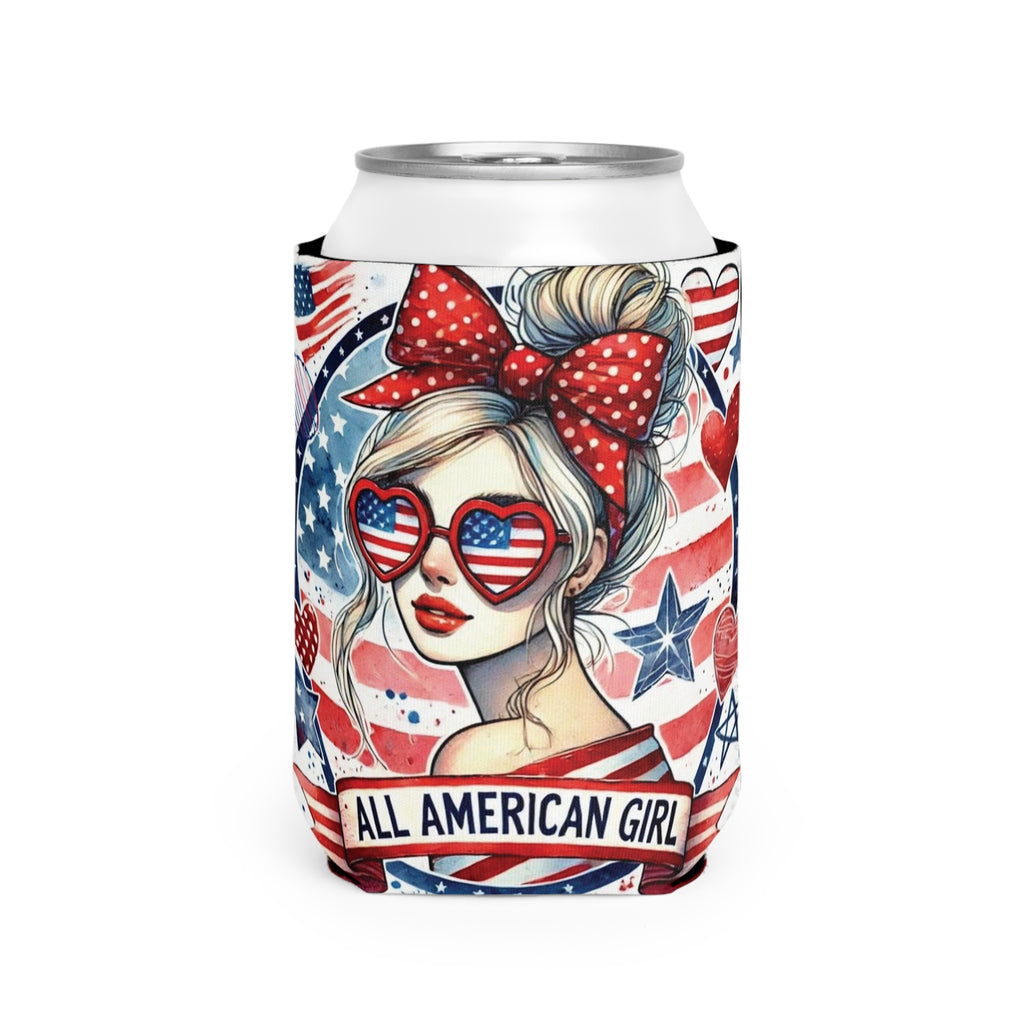 All American Girl Can Cooler, Can Cooler Sleeve | 4th of July Patriotic