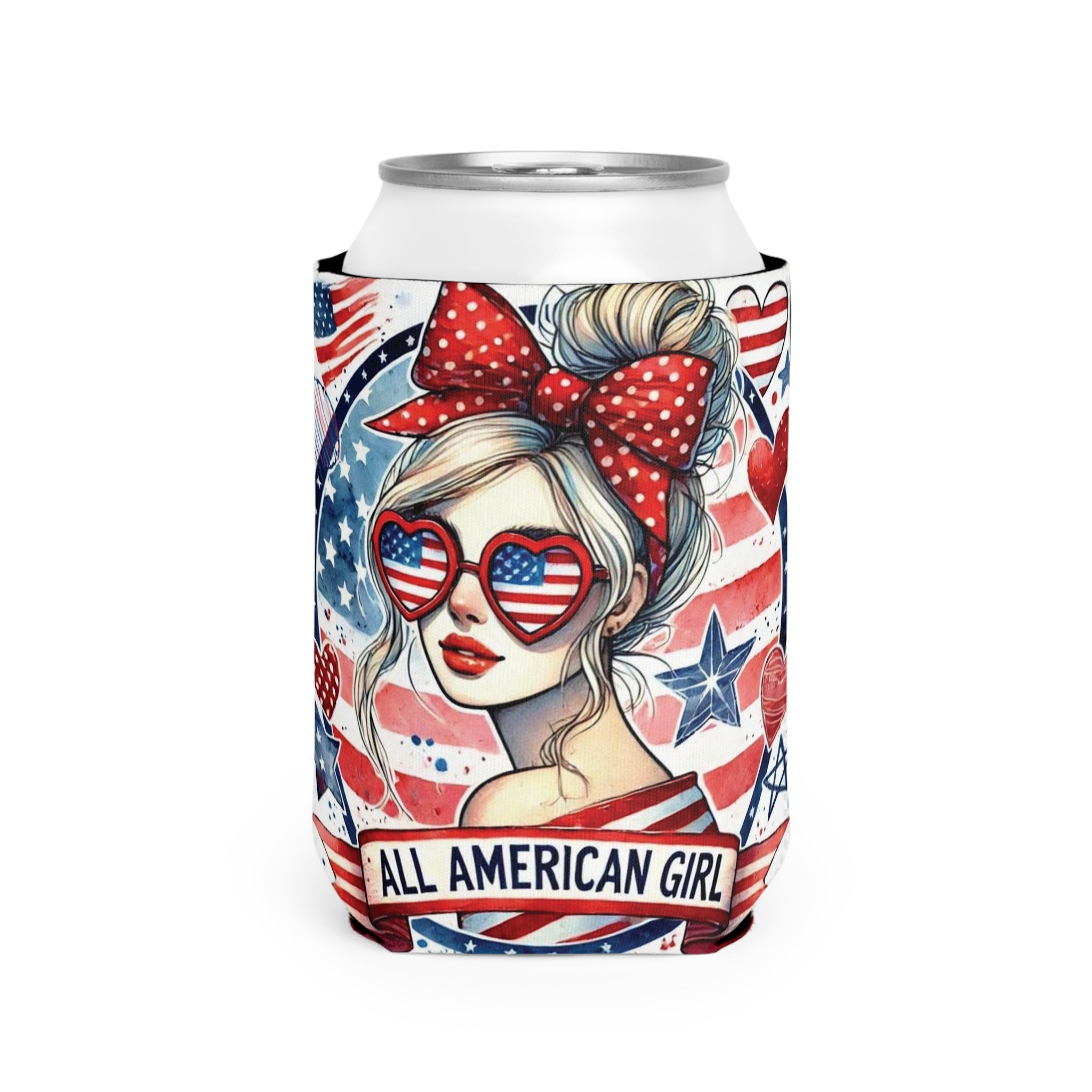 All American Girl Can Cooler, Can Cooler Sleeve | 4th of July Patriotic