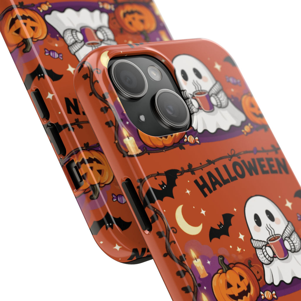 Halloween Ghost Pattern Tough Phone Case — Cute Pumpkin & Candy Halloween Phone Cover