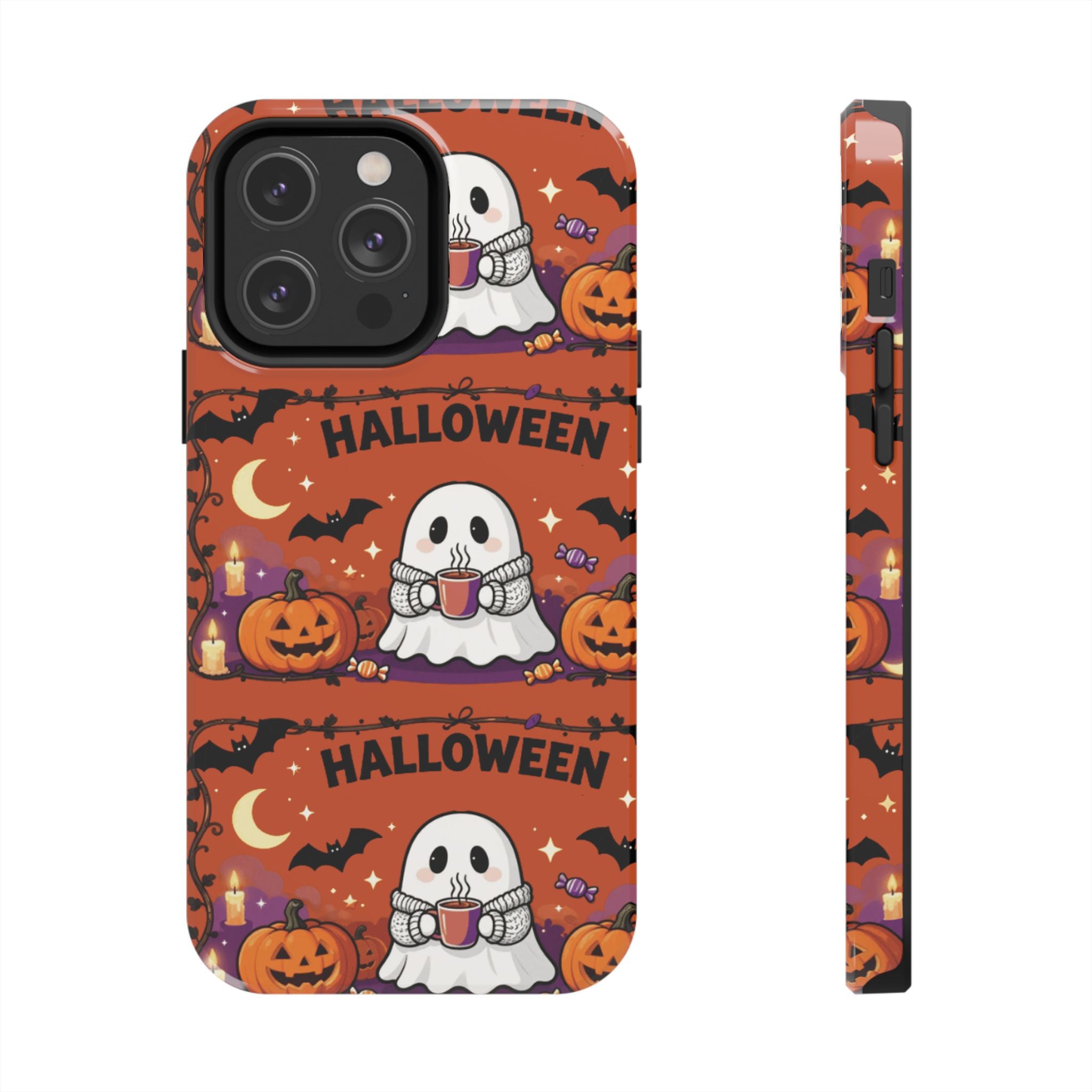 Halloween Ghost Pattern Tough Phone Case — Cute Pumpkin & Candy Halloween Phone Cover