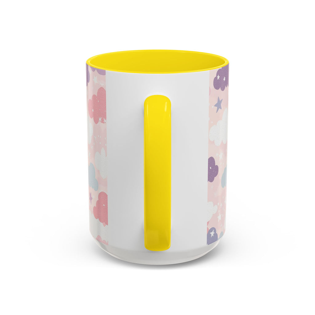 Pastel Cloud Pattern Coffee Mug | Cute Stars and Clouds Design