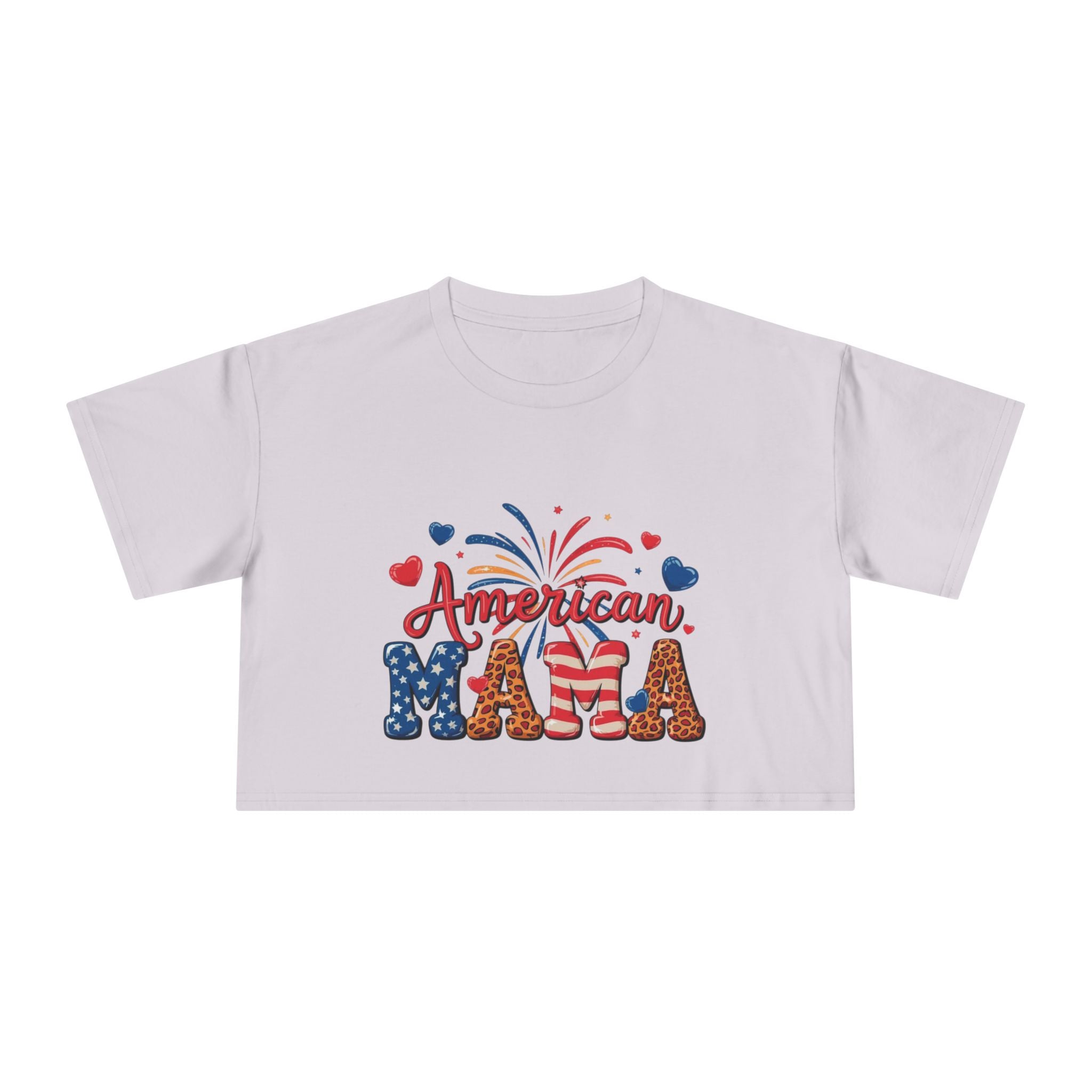 American Mama crop tee | Patriotic Fourth of July fireworks USA design