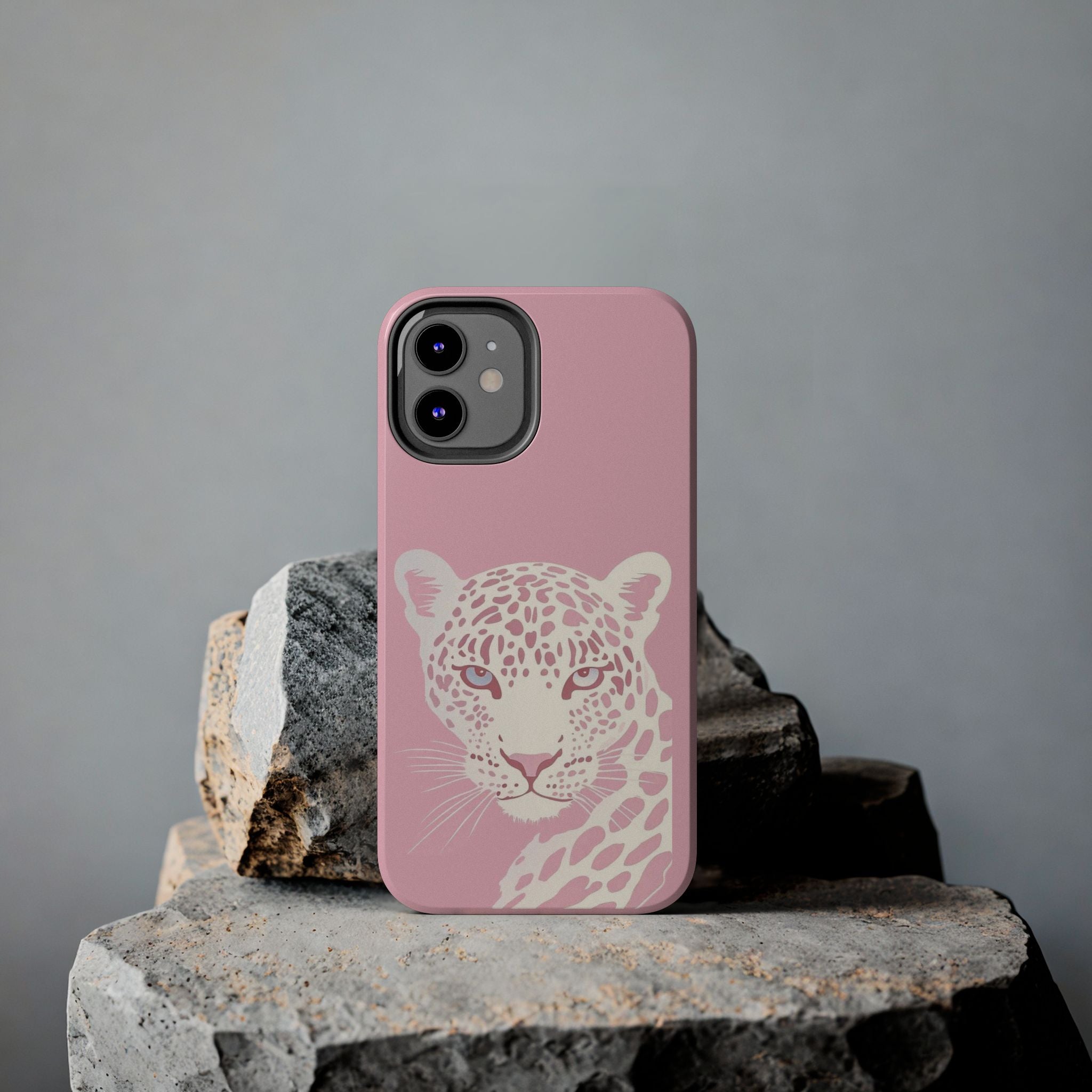 Tough Phone Case — Pink Leopard Face Protective Phone Cover