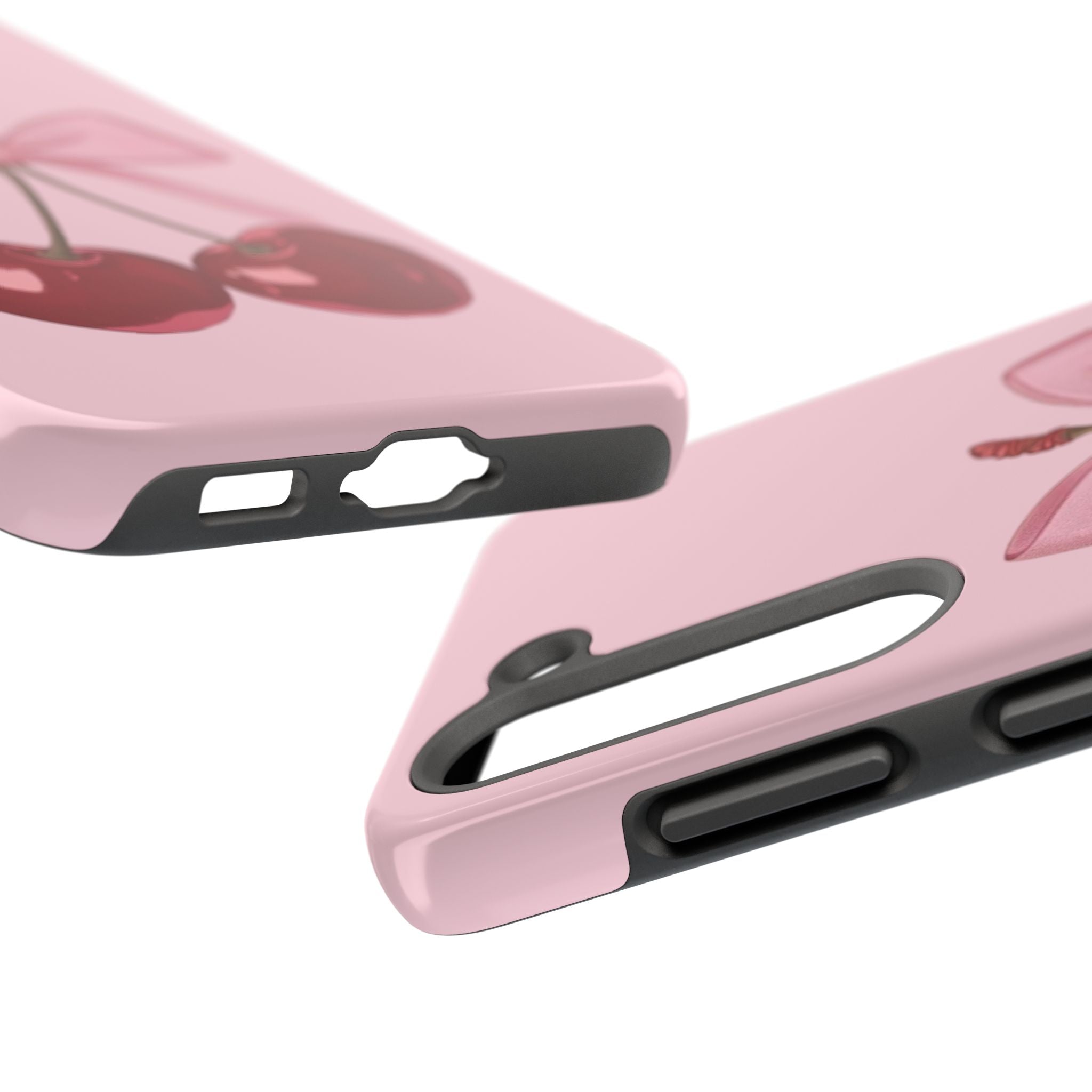 Pink Cherry Tough Phone Case — Cute Bow Cherry Protective Phone Cover