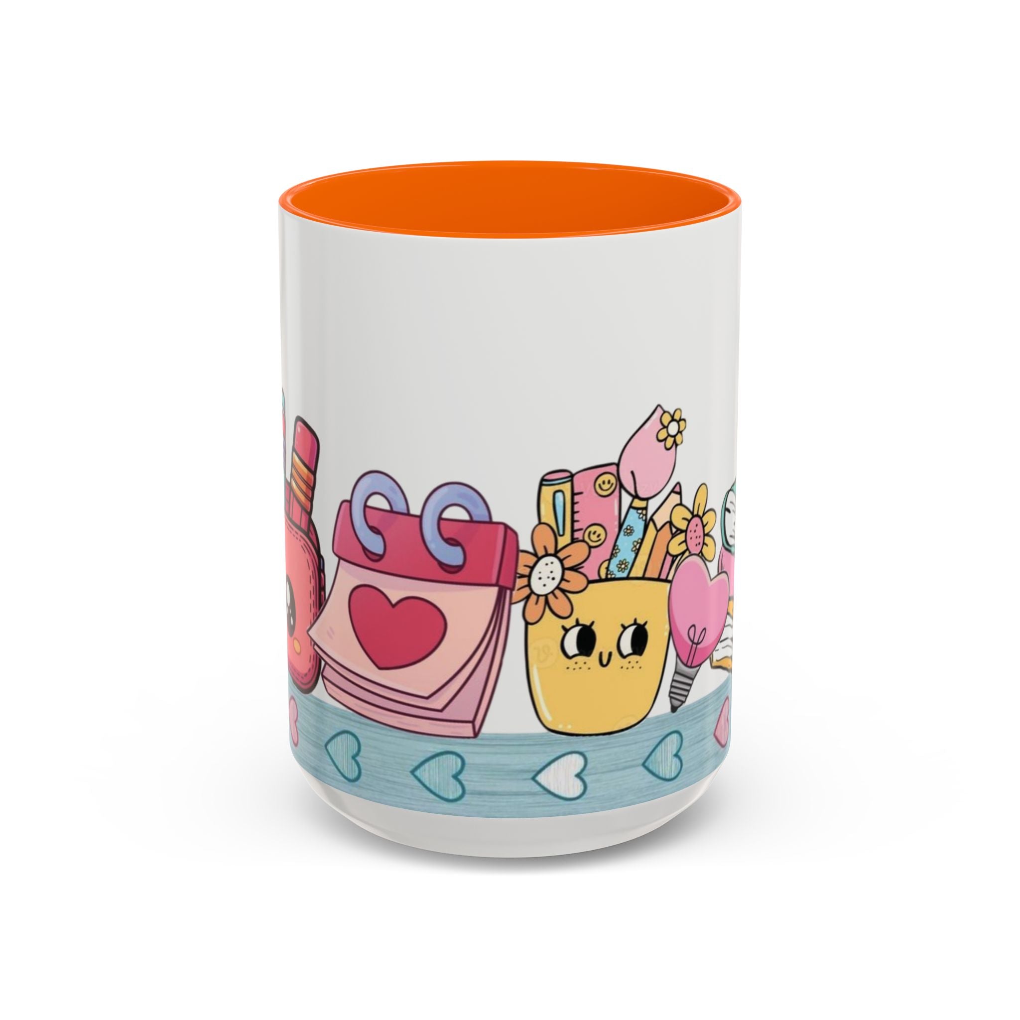 Cute Teacher Desk Accent Coffee Mug — Kawaii School Supplies Design