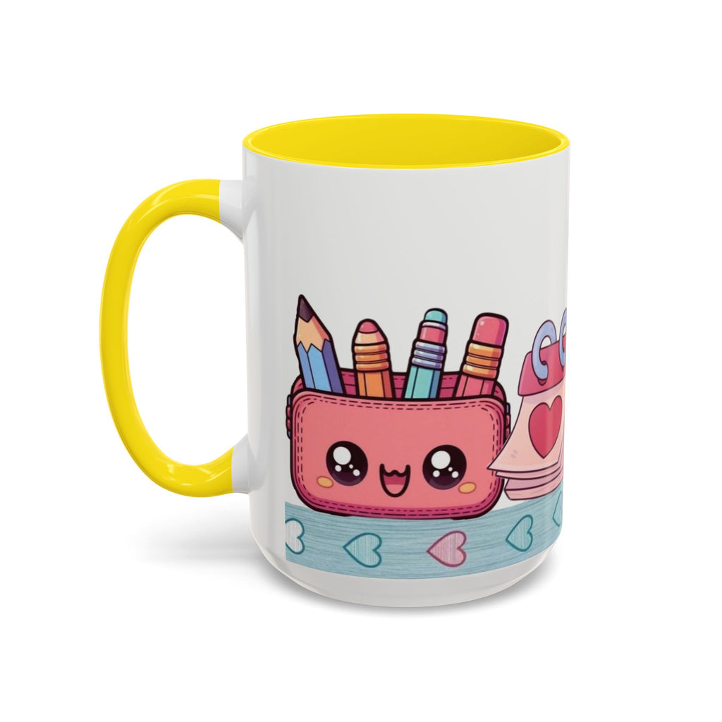 Cute Teacher Desk Accent Coffee Mug — Kawaii School Supplies Design