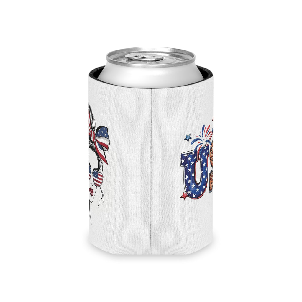 Patriotic USA Letters Can Cooler | American Flag Fireworks