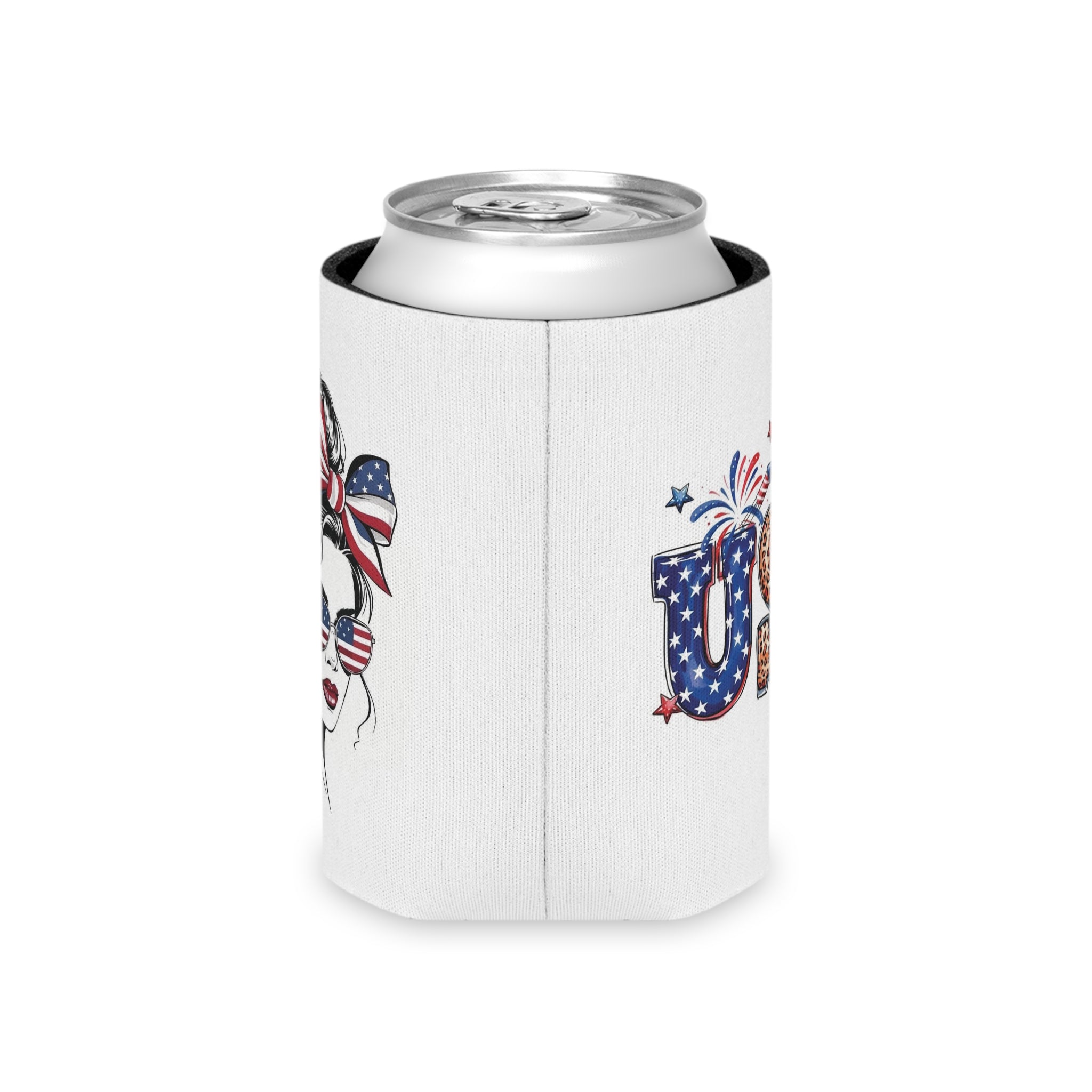 Patriotic USA Letters Can Cooler | American Flag Fireworks