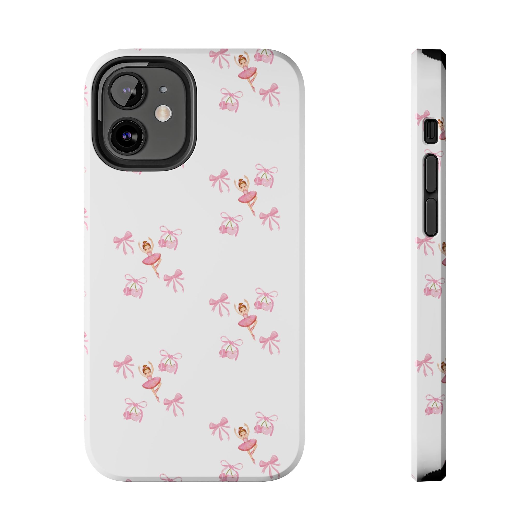 Pink Ballet Pattern Tough Phone Case — Cute Ballerina & Ribbon Design
