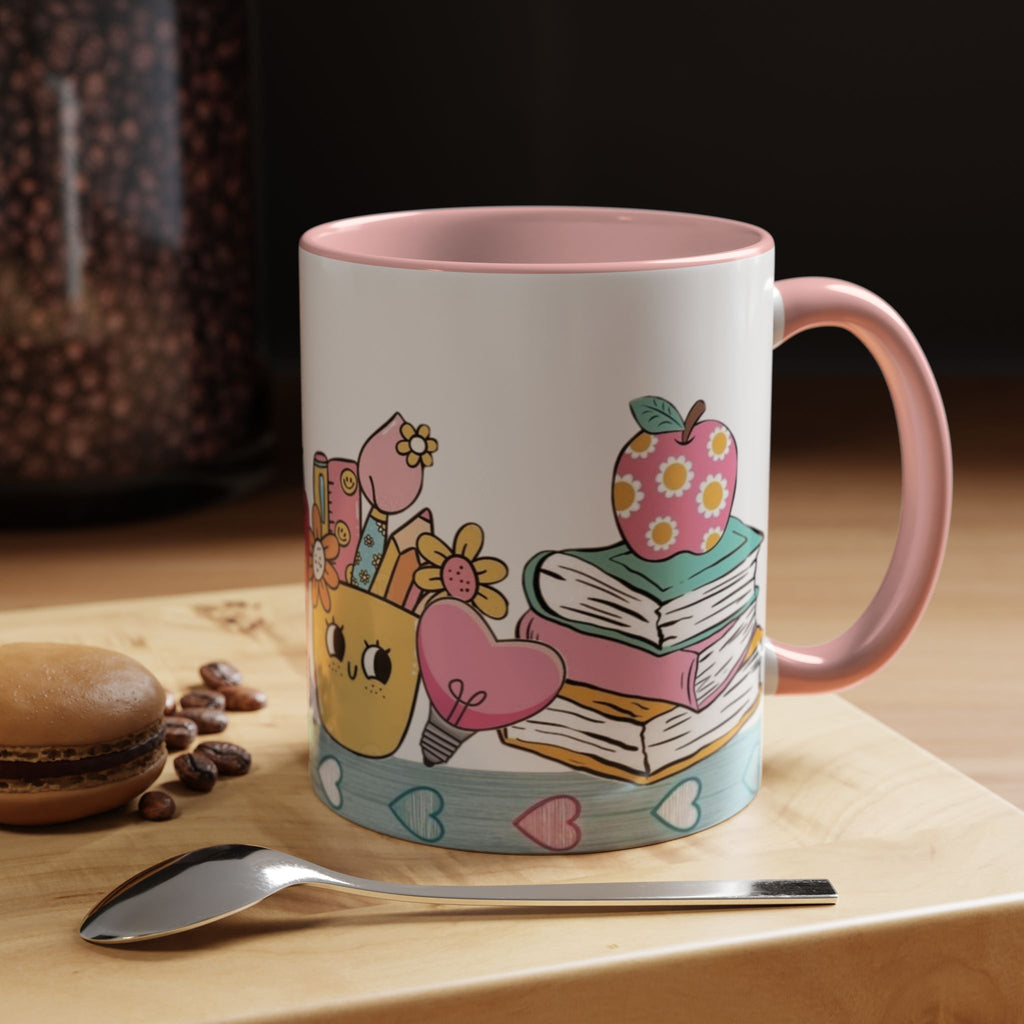 Cute Teacher Desk Accent Coffee Mug — Kawaii School Supplies Design