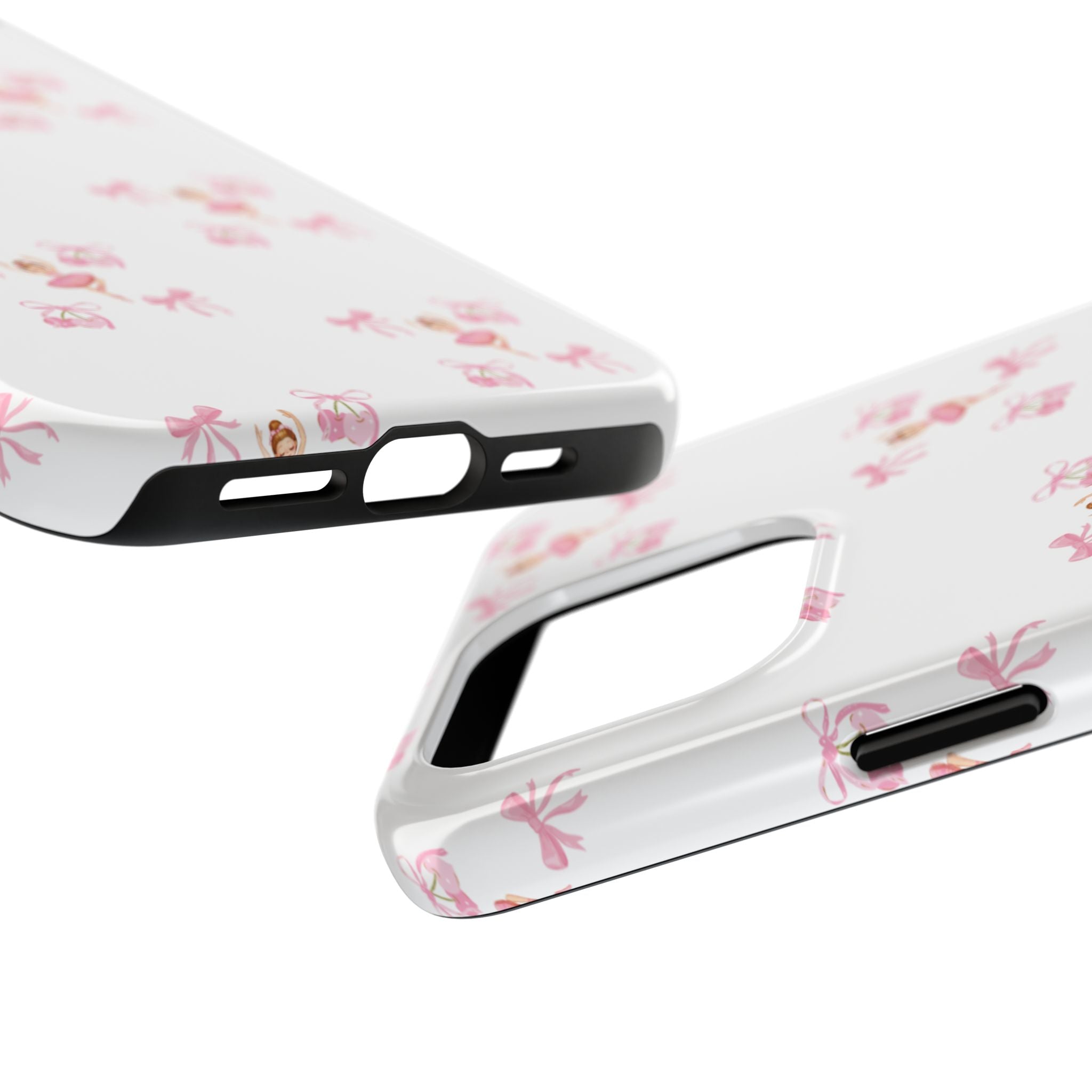 Pink Ballet Pattern Tough Phone Case — Cute Ballerina & Ribbon Design