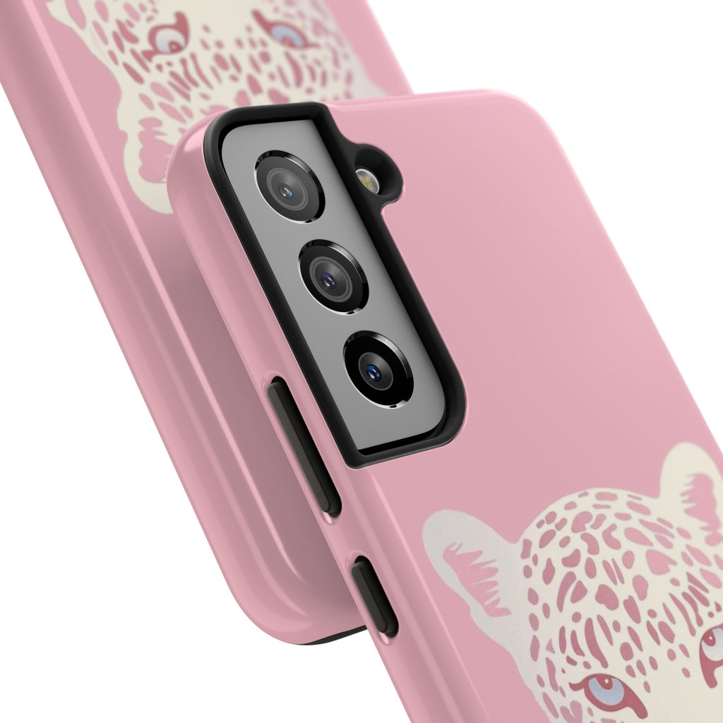 Tough Phone Case — Pink Leopard Face Protective Phone Cover