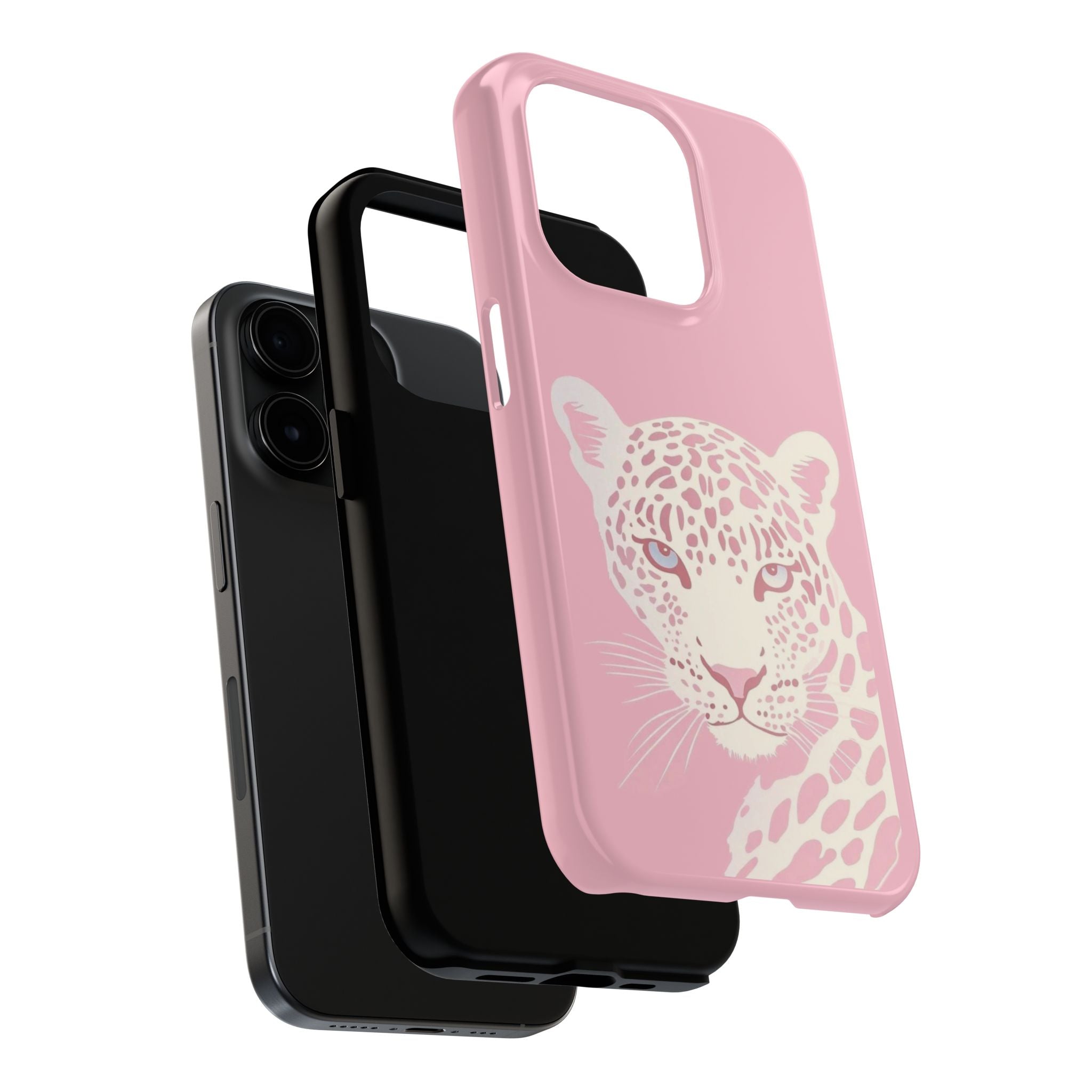 Tough Phone Case — Pink Leopard Face Protective Phone Cover