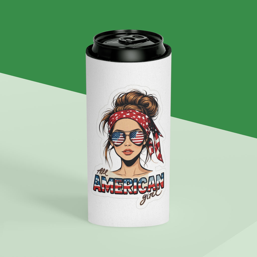 All American Girl Can Cooler | USA Fireworks Slim Koozie