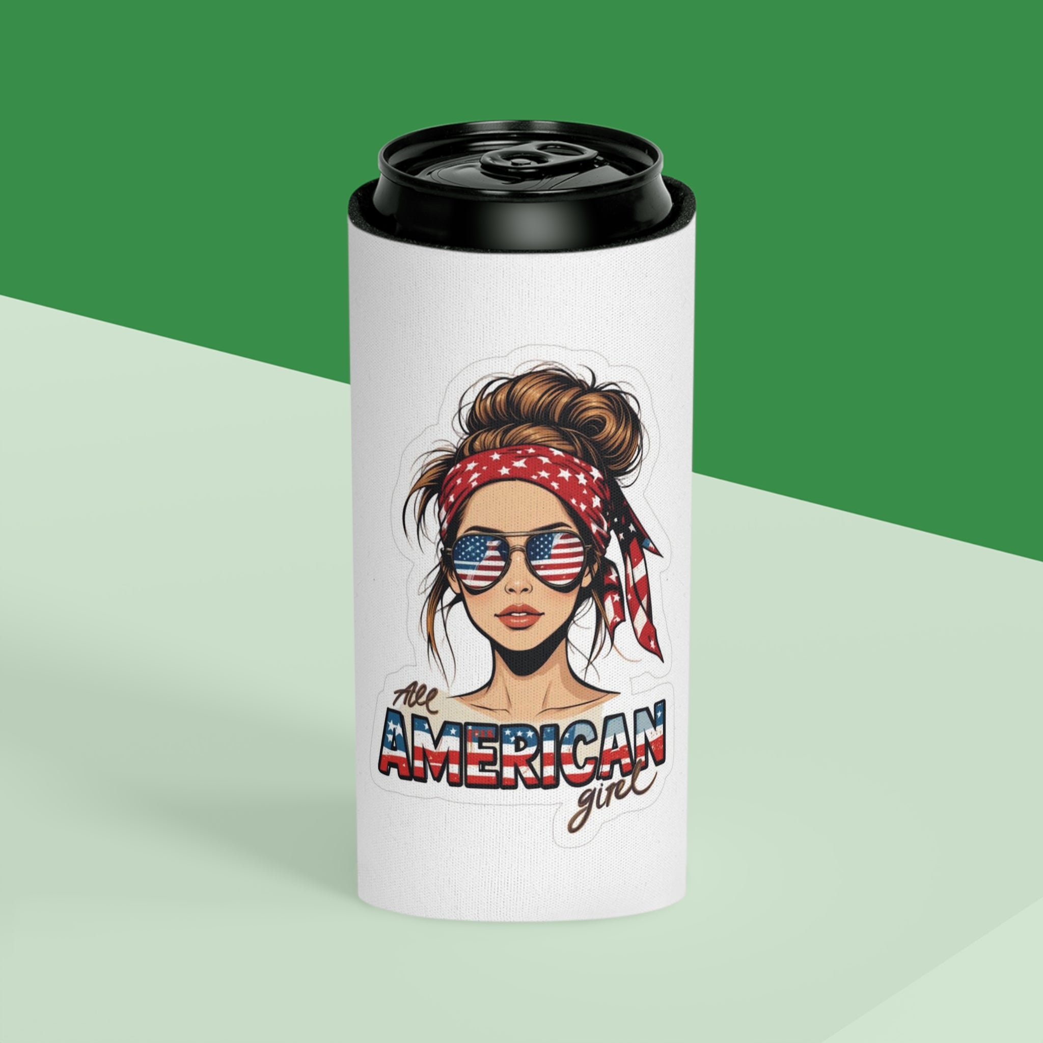 All American Girl Can Cooler | USA Fireworks Slim Koozie