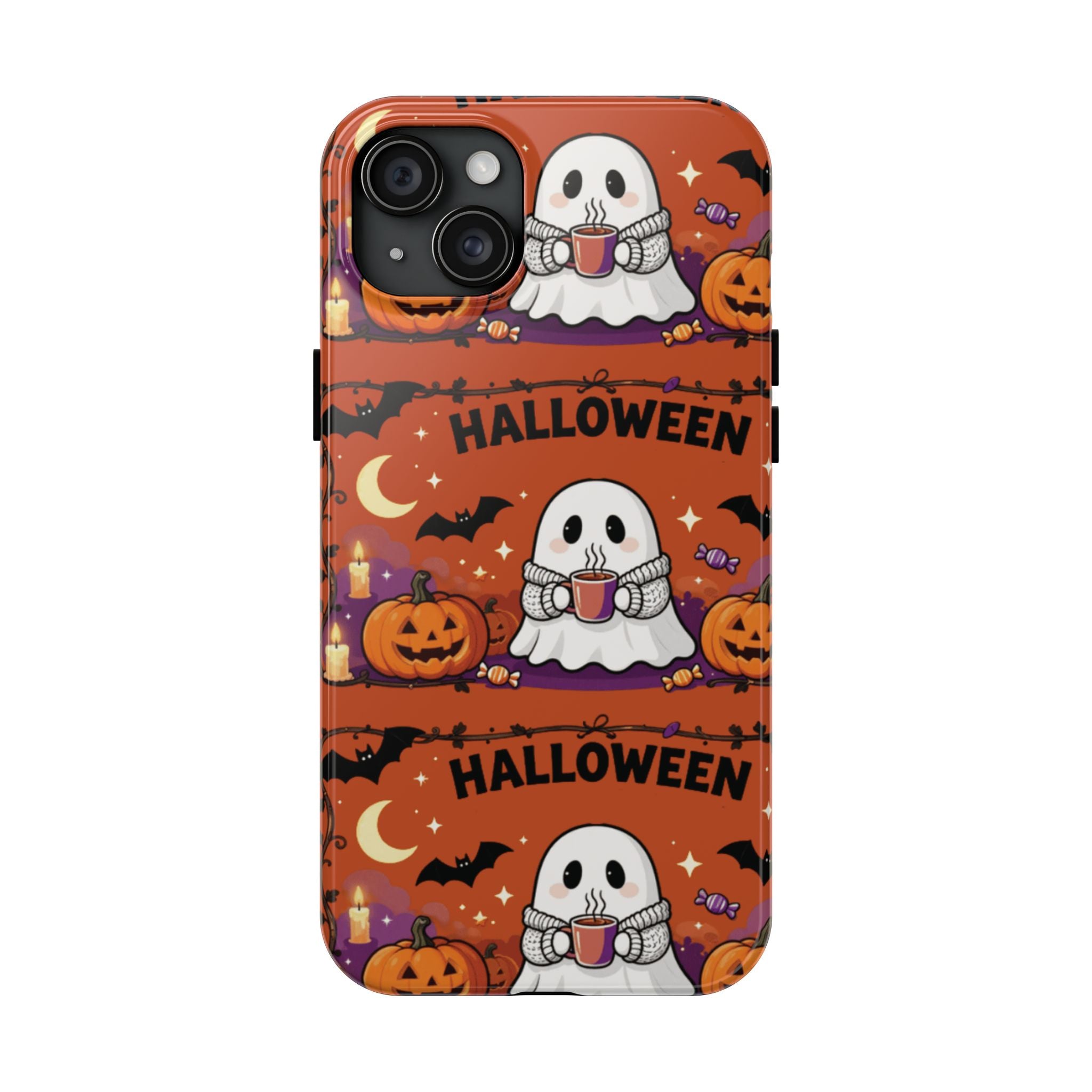 Halloween Ghost Pattern Tough Phone Case — Cute Pumpkin & Candy Halloween Phone Cover