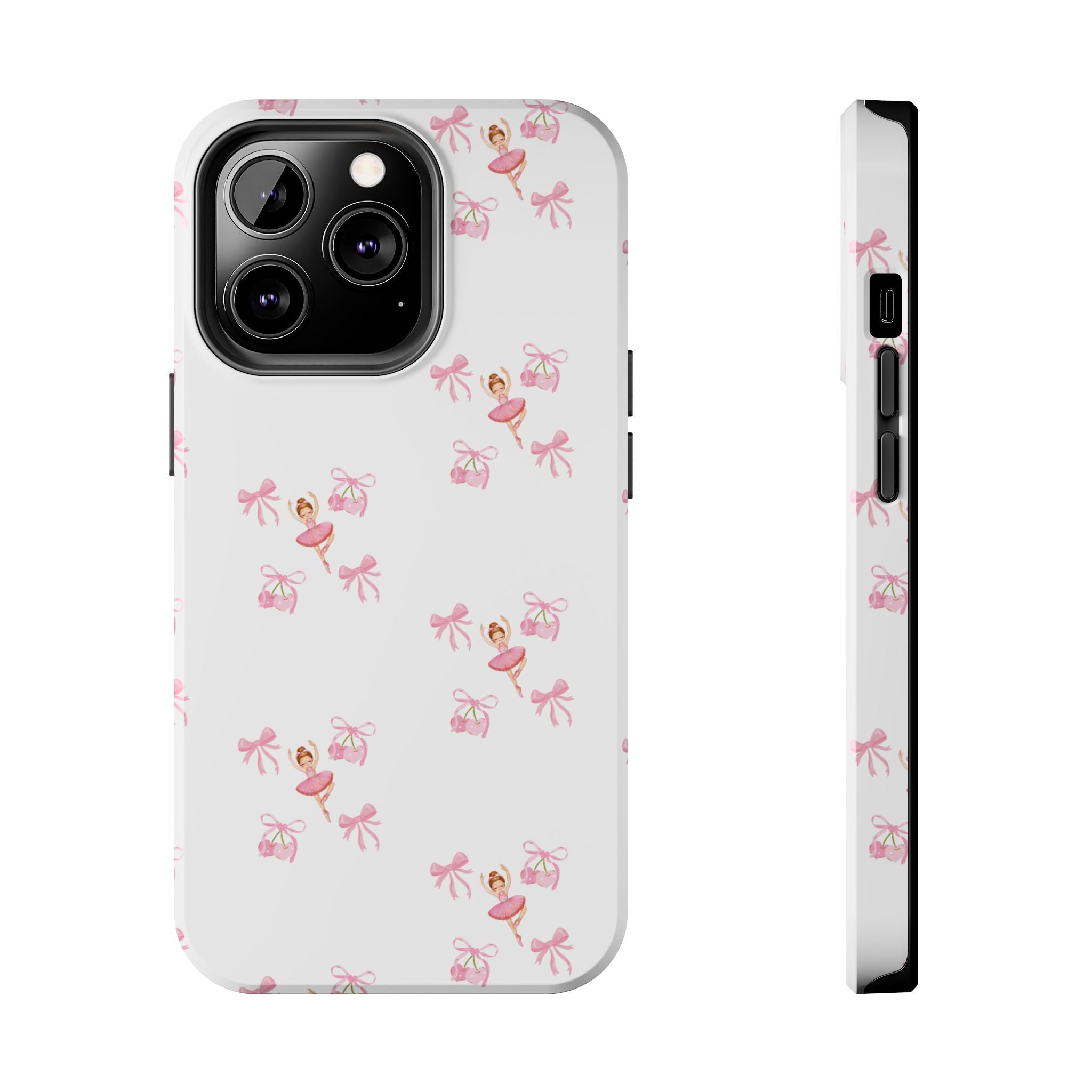 Pink Ballet Pattern Tough Phone Case — Cute Ballerina & Ribbon Design