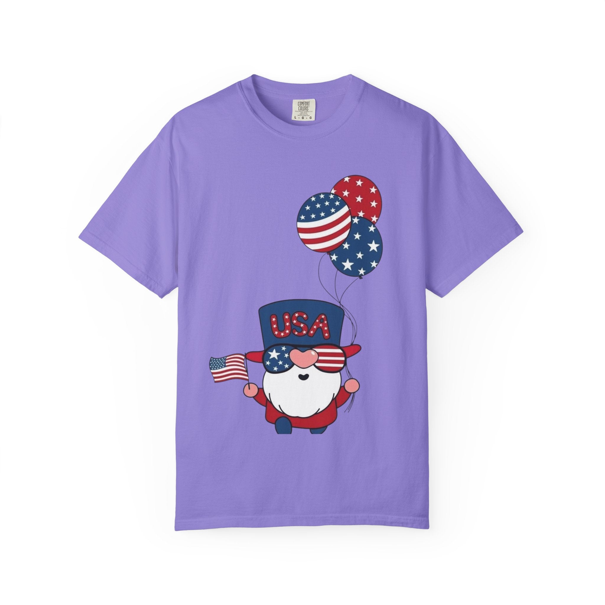 Patriotic Gnome with Balloons T-Shirt | Happy 4th of July USA Design