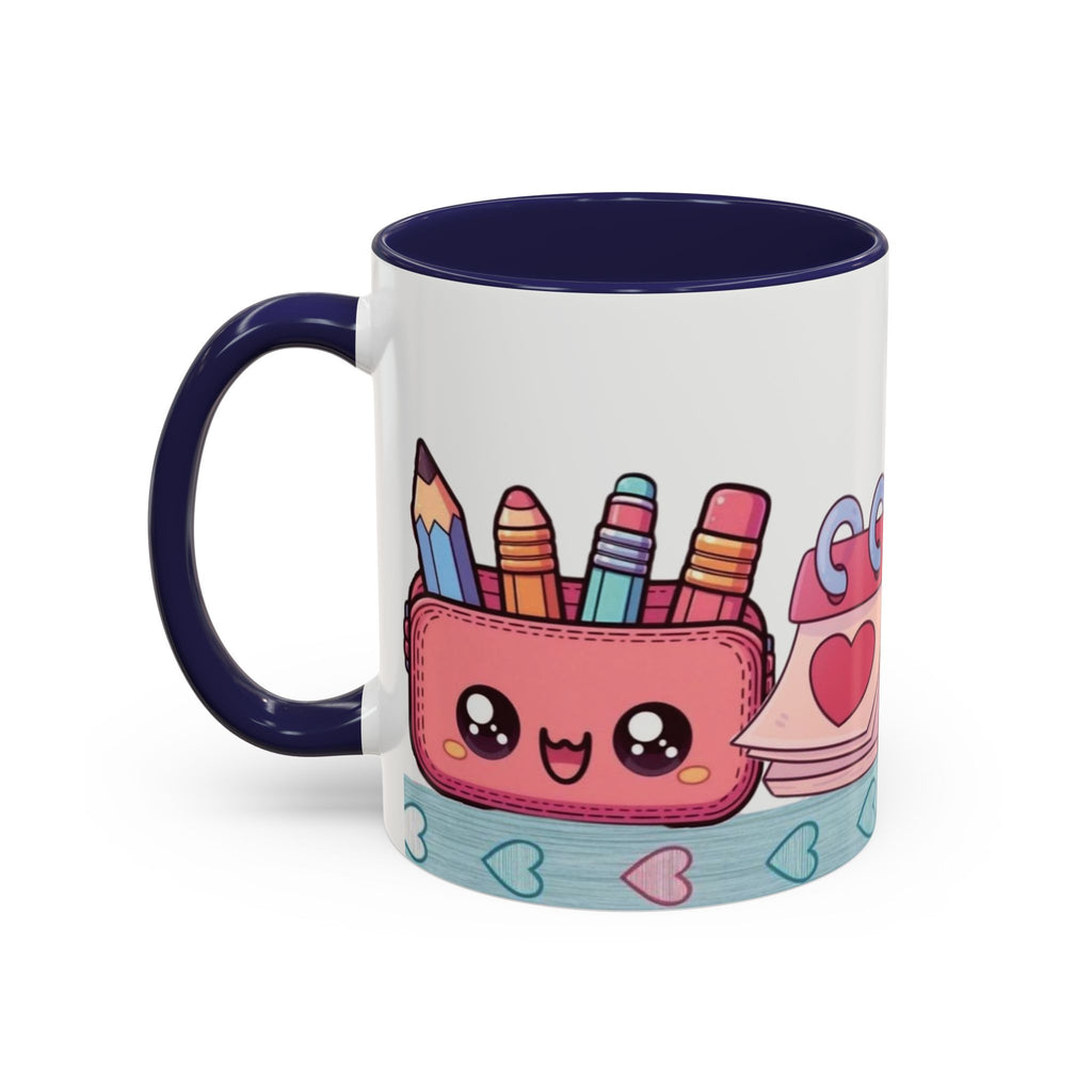 Cute Teacher Desk Accent Coffee Mug — Kawaii School Supplies Design
