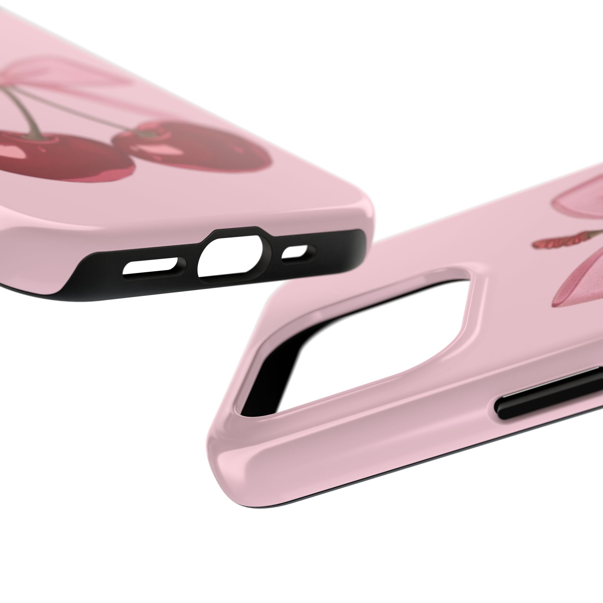 Pink Cherry Tough Phone Case — Cute Bow Cherry Protective Phone Cover