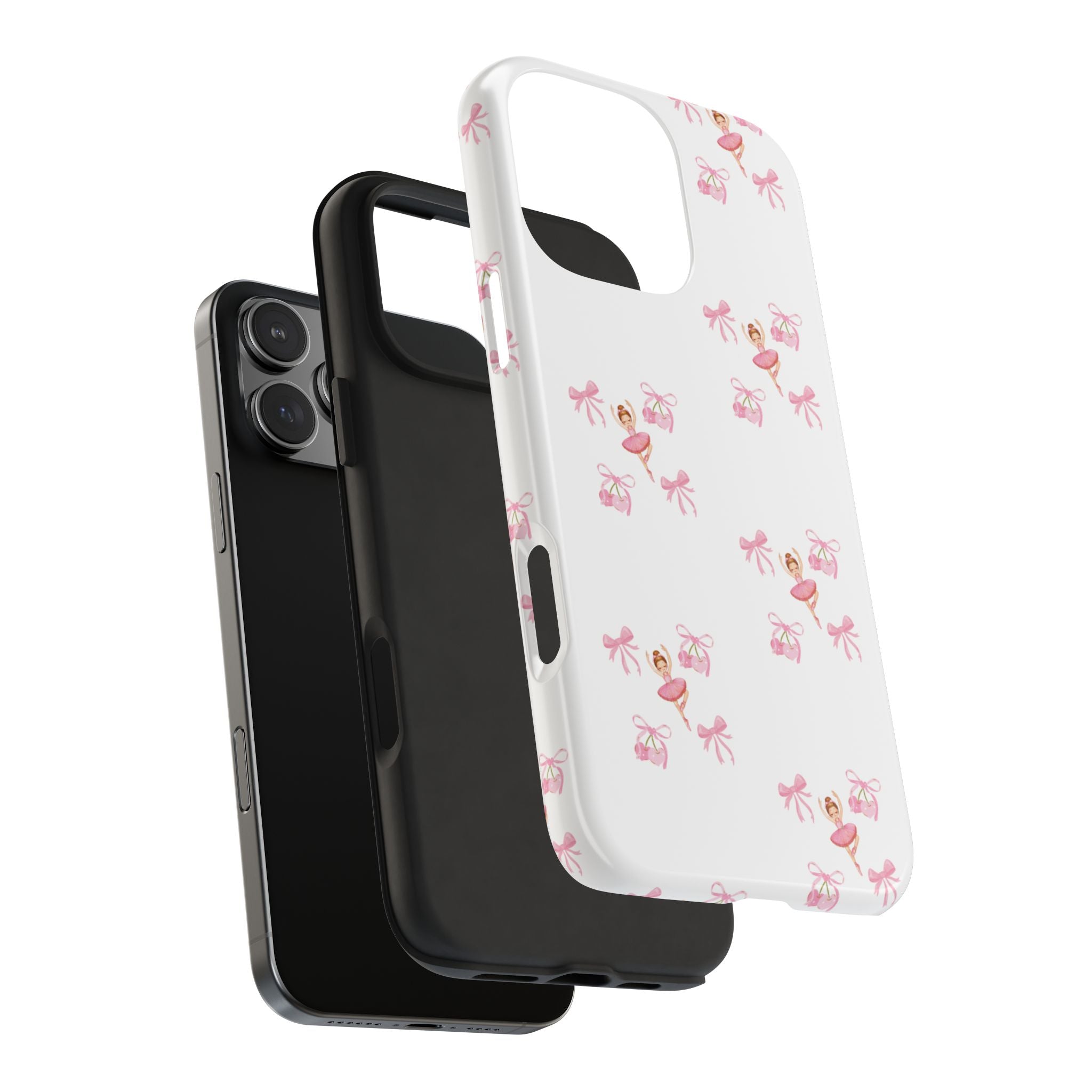 Pink Ballet Pattern Tough Phone Case — Cute Ballerina & Ribbon Design