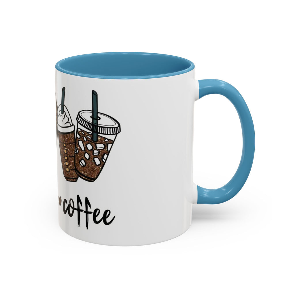 Coffee Love Accent Mug — Leopard Print Peace, Heart & Coffee Design (11/15oz)