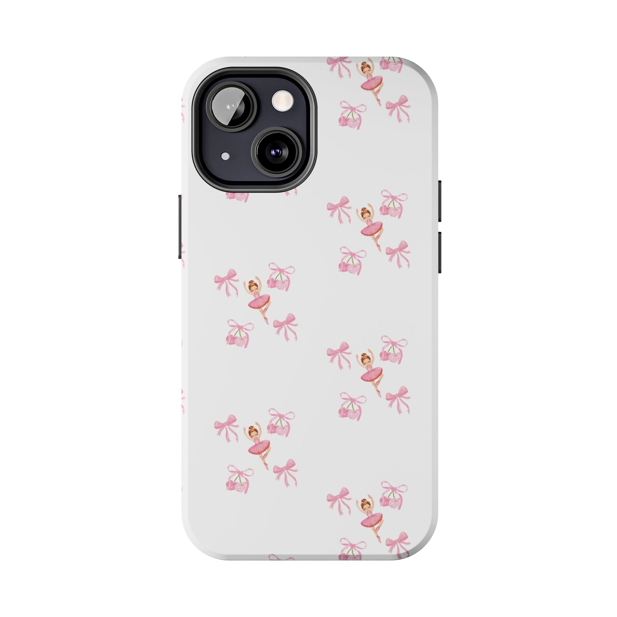 Pink Ballet Pattern Tough Phone Case — Cute Ballerina & Ribbon Design