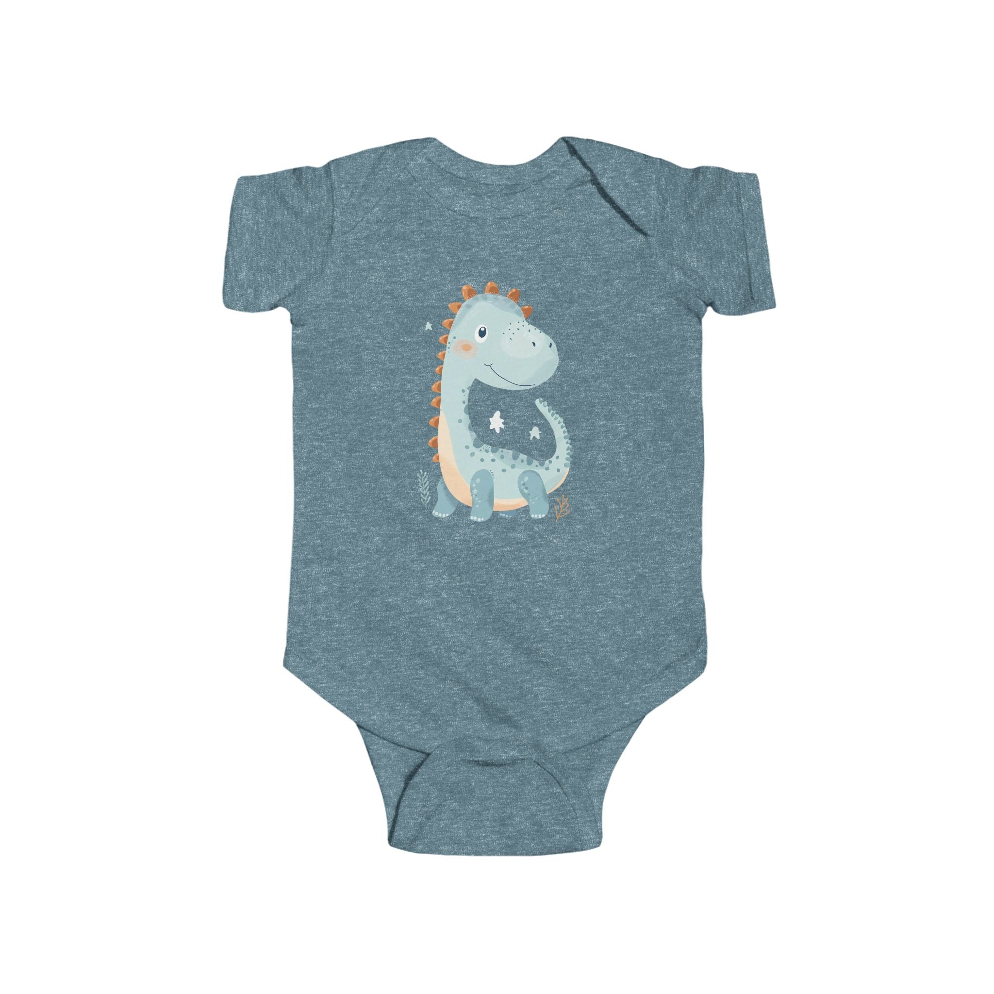 Baby Bodysuit - Cute Blue Dinosaur Infant Onesie