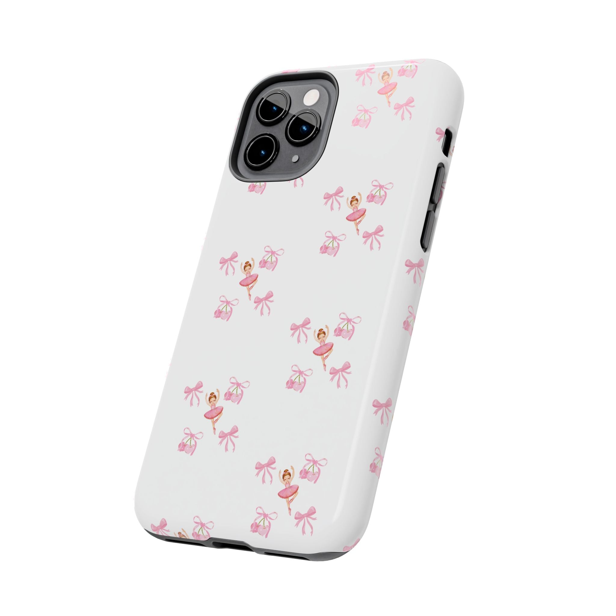 Pink Ballet Pattern Tough Phone Case — Cute Ballerina & Ribbon Design