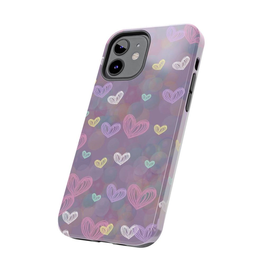 Tough Phone Case — Pastel Heart Pattern Protective Phone Cover