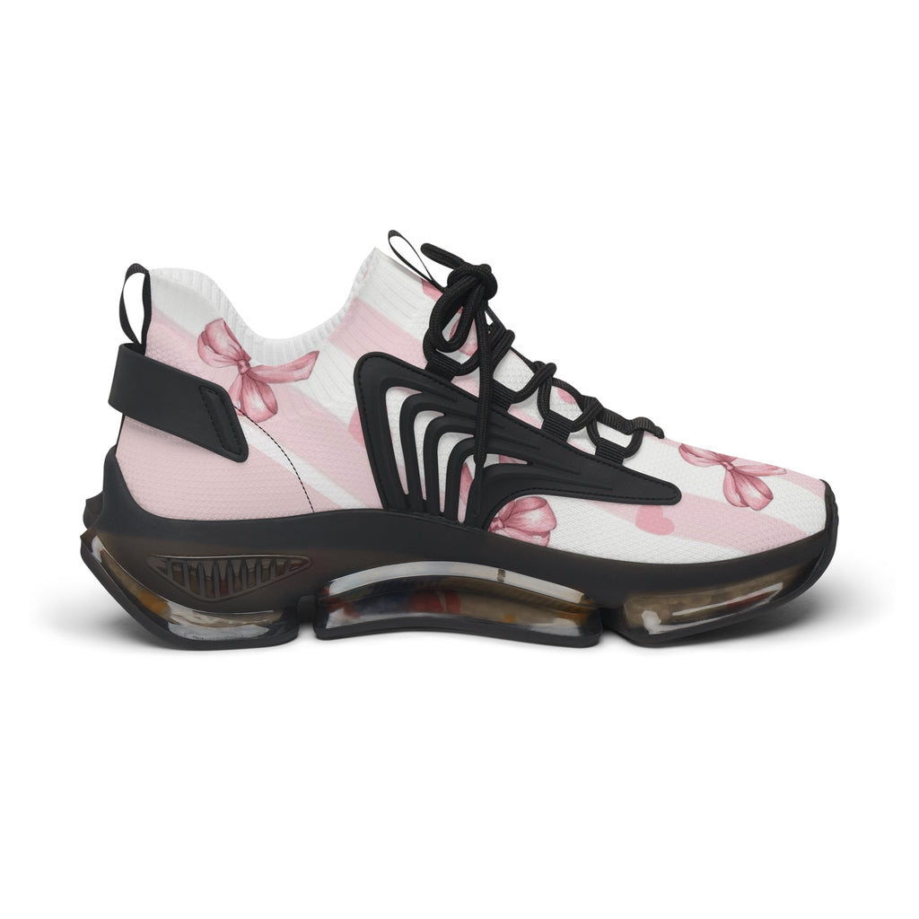 Women’s Mesh Sneakers — Pink Striped Bow Athletic Shoes