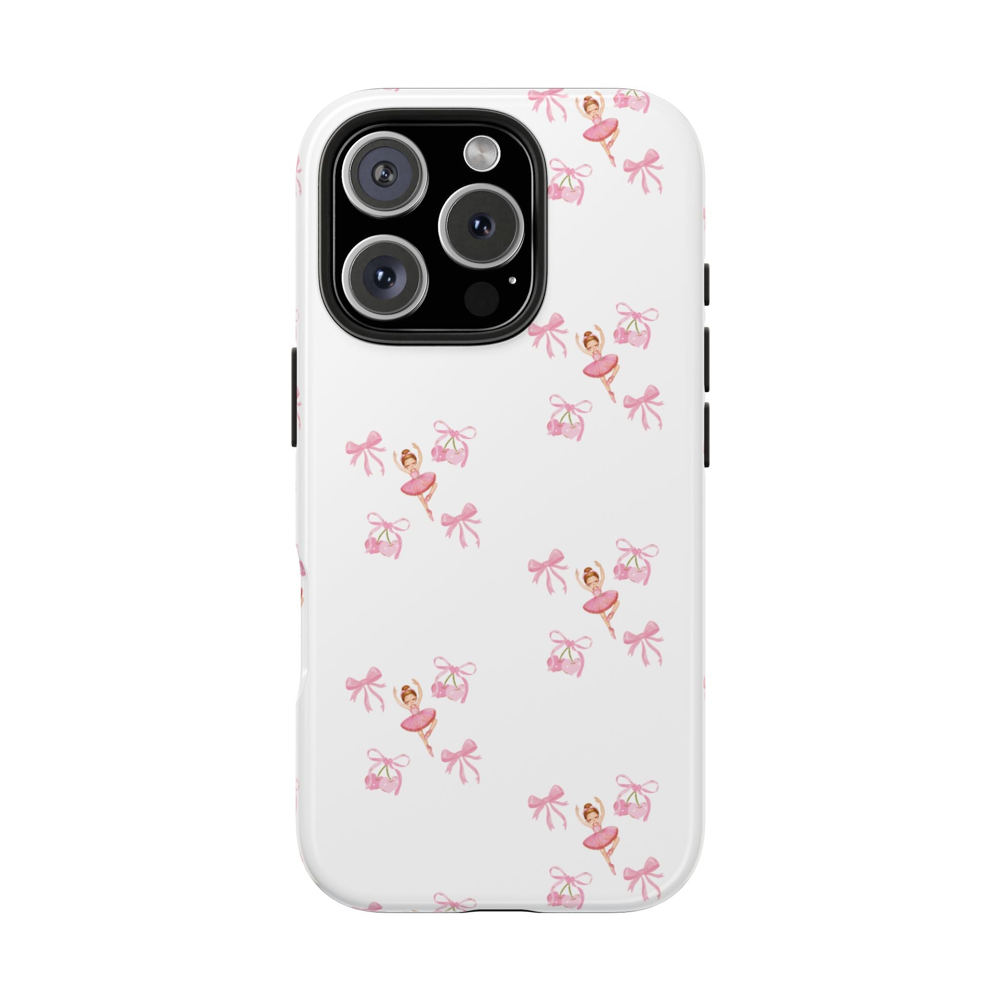 Pink Ballet Pattern Tough Phone Case — Cute Ballerina & Ribbon Design