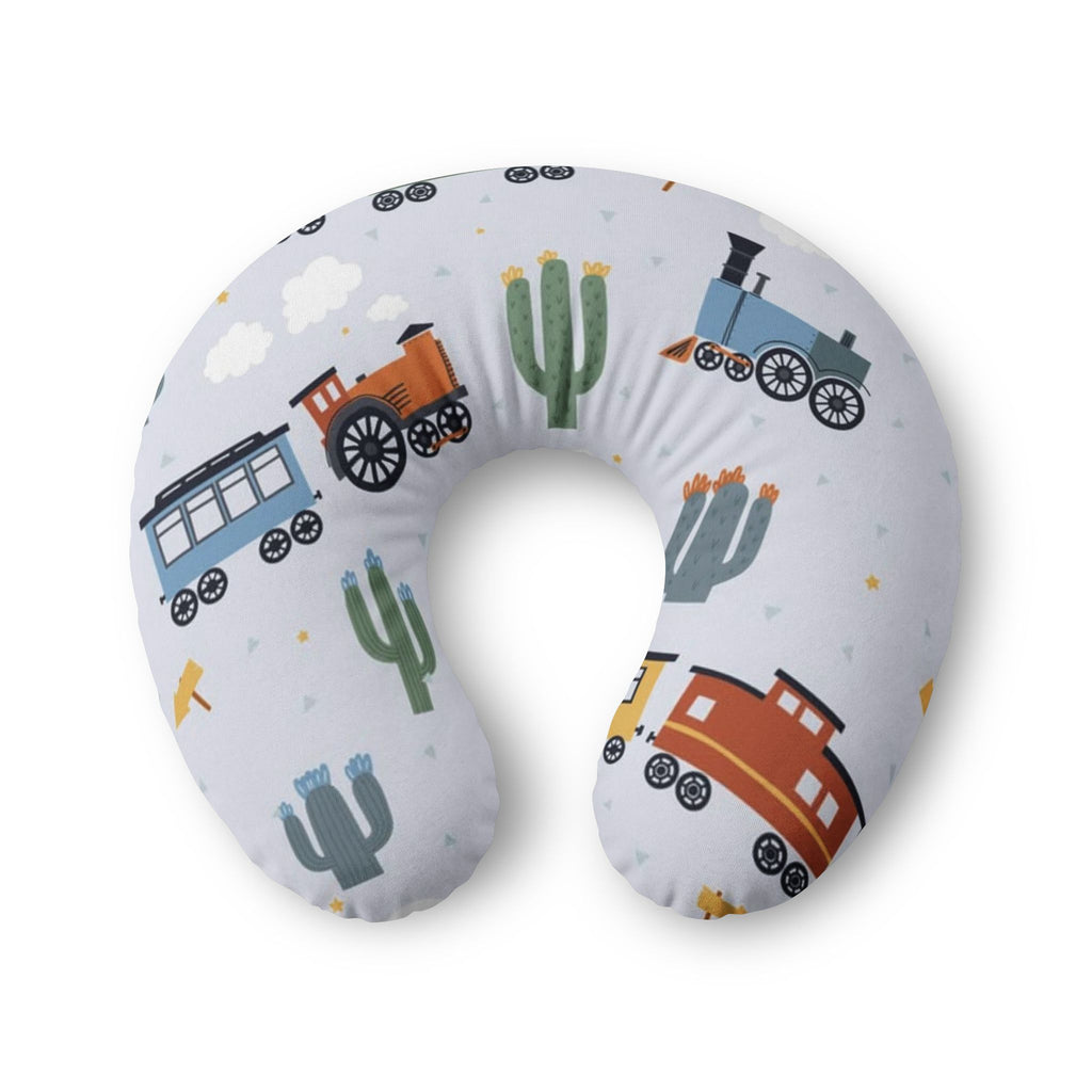 Train & Cactus Nursing Pillow Cover — Cute Baby Shower Feeding Support